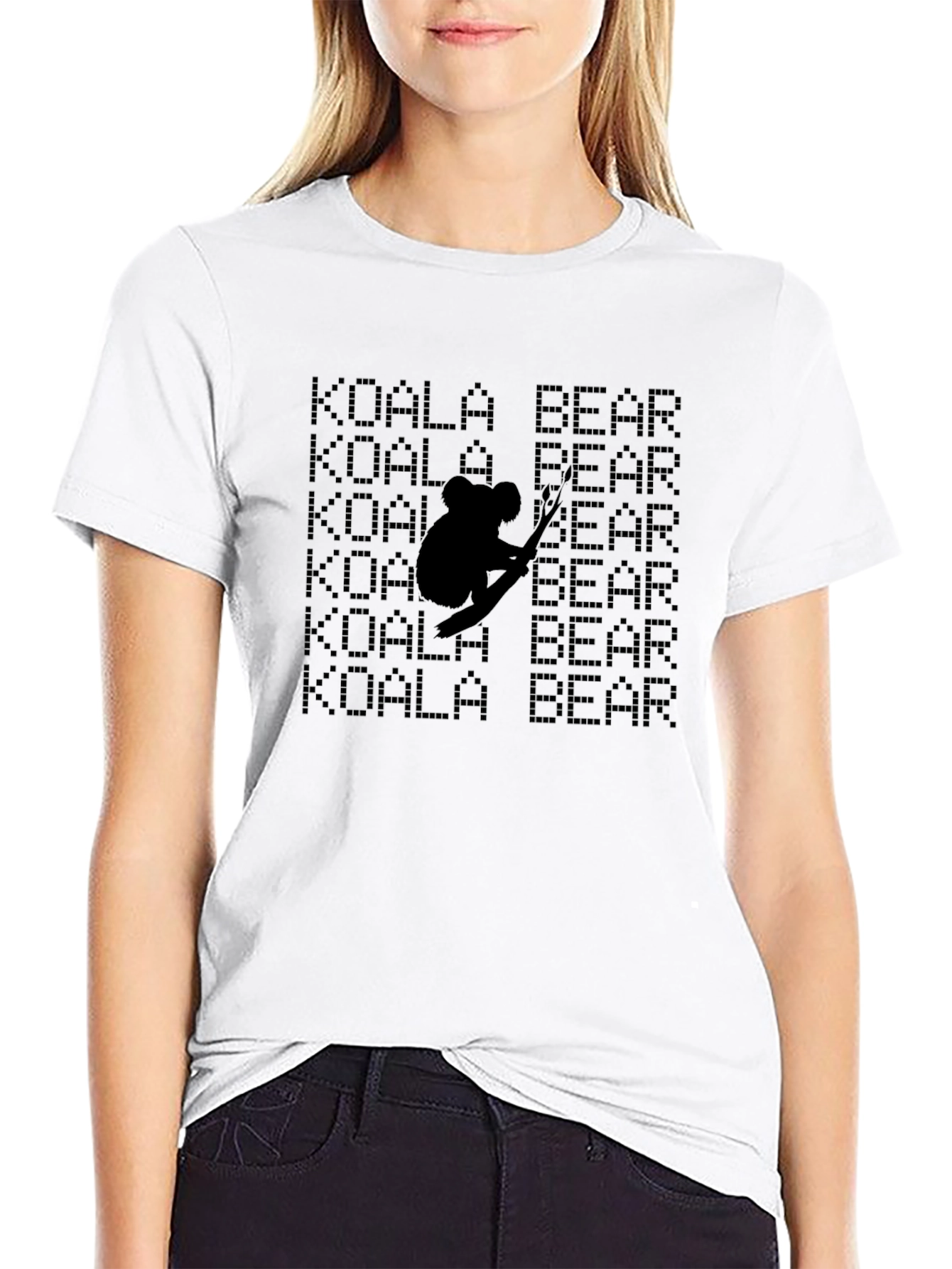 Koala Bear Graphic Print Black T-Shirt