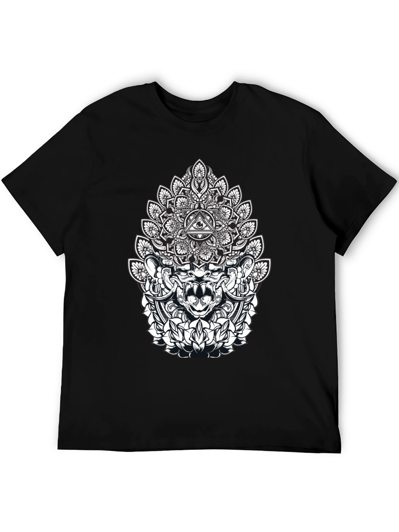 Mystic Black T-Shirt with Mandala Eye Design