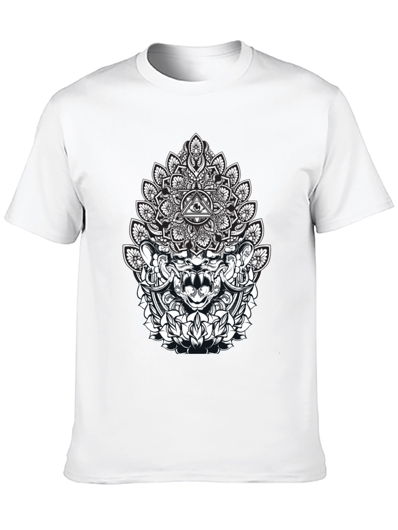Mystic Black T-Shirt with Mandala Eye Design