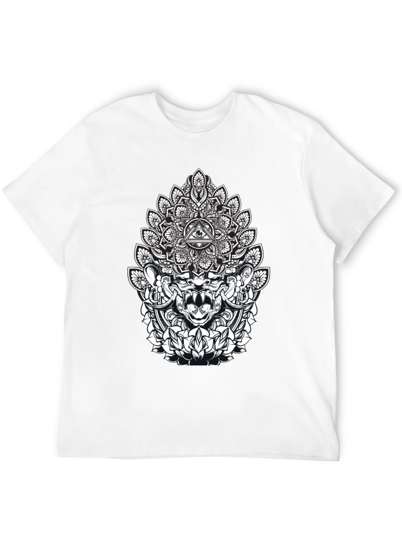 Mystic Black T-Shirt with Mandala Eye Design