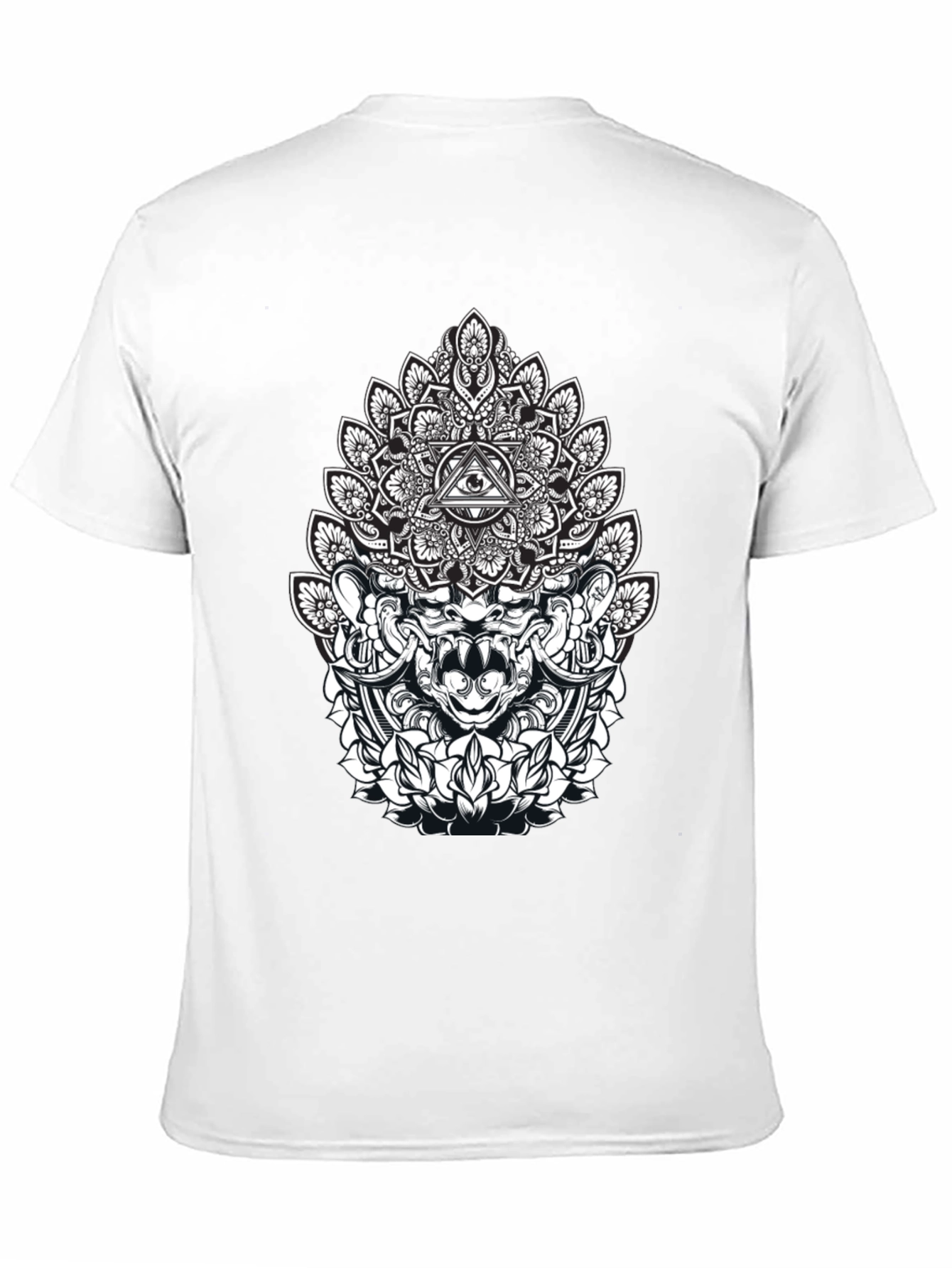 Mystic Black T-Shirt with Mandala Eye Design