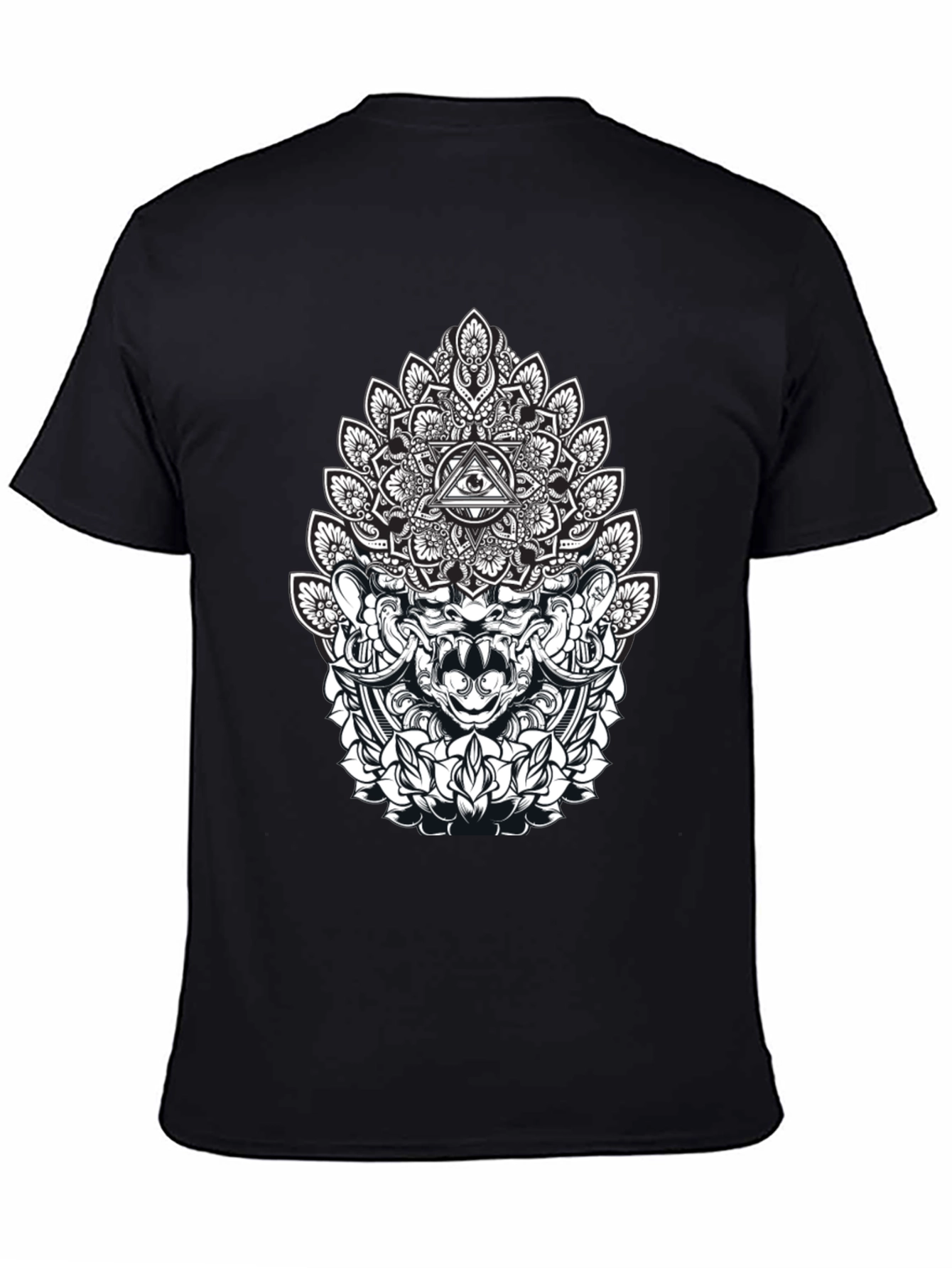Mystic Black T-Shirt with Mandala Eye Design