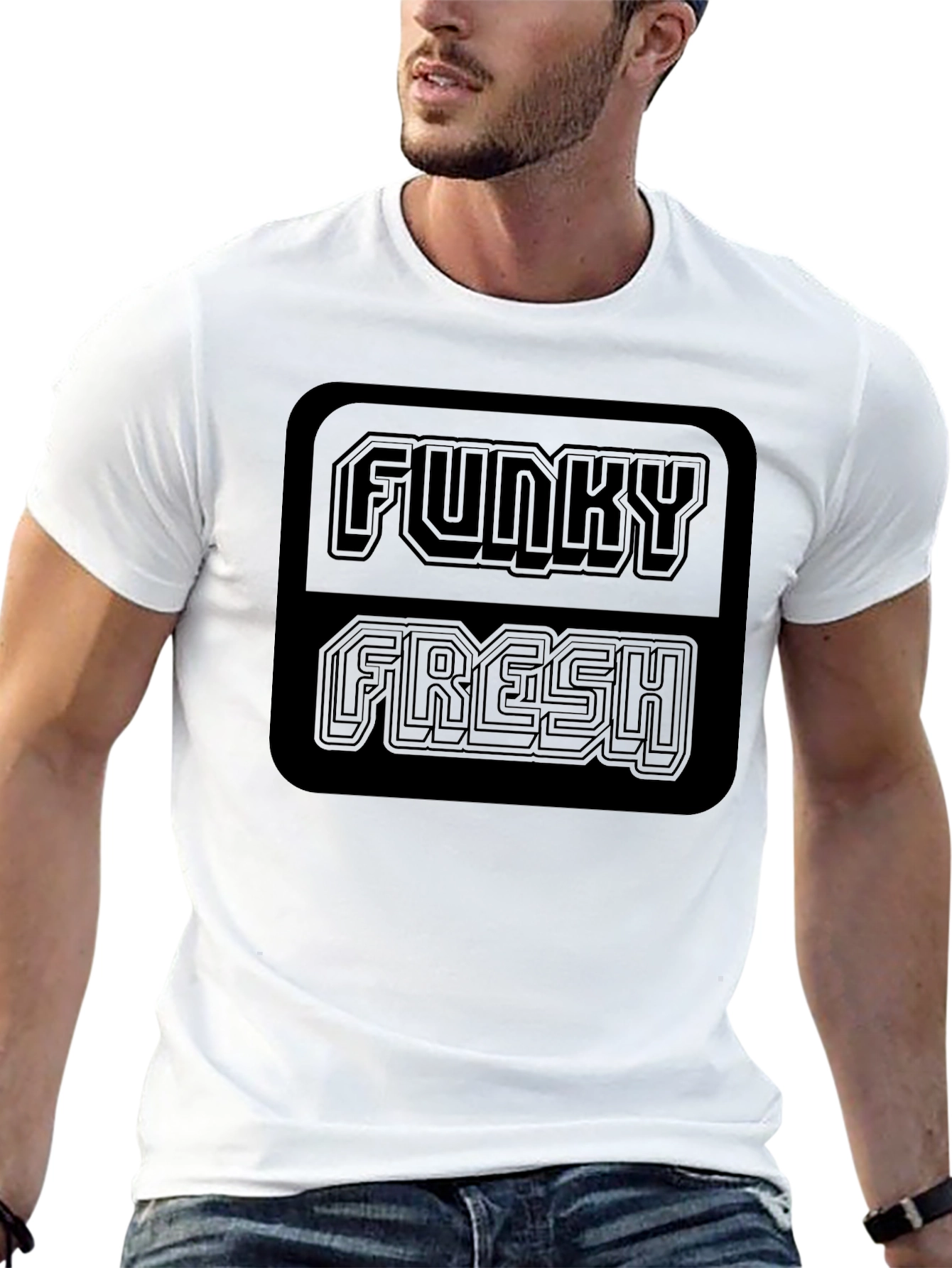 Funky Fresh Graphic Tee - Black Crew Neck T-Shirt