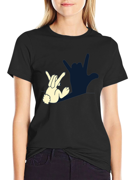 Funny Bunny I Love You Hand Sign Black T-Shirt
