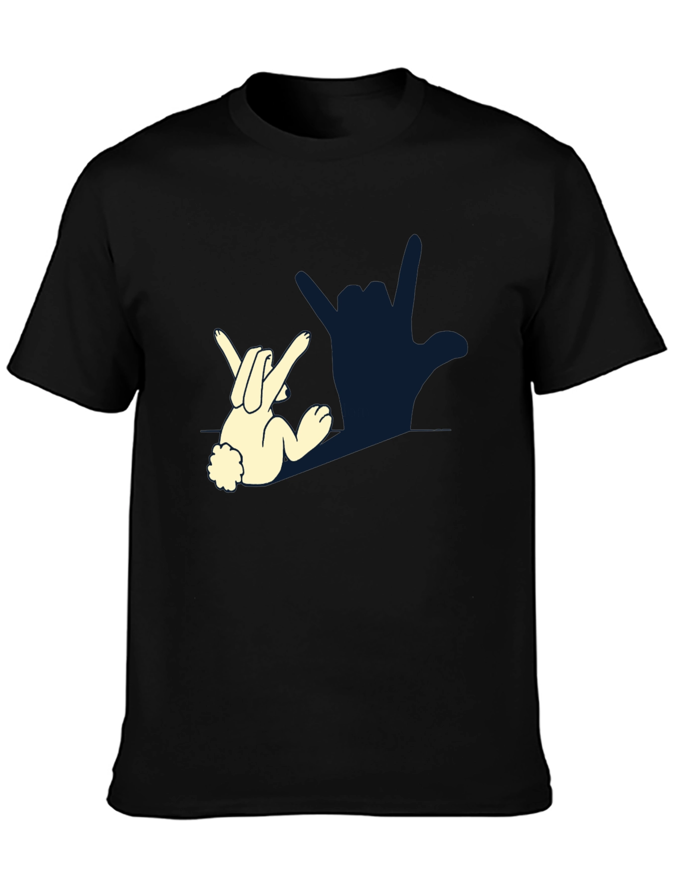Funny Bunny I Love You Hand Sign Black T-Shirt