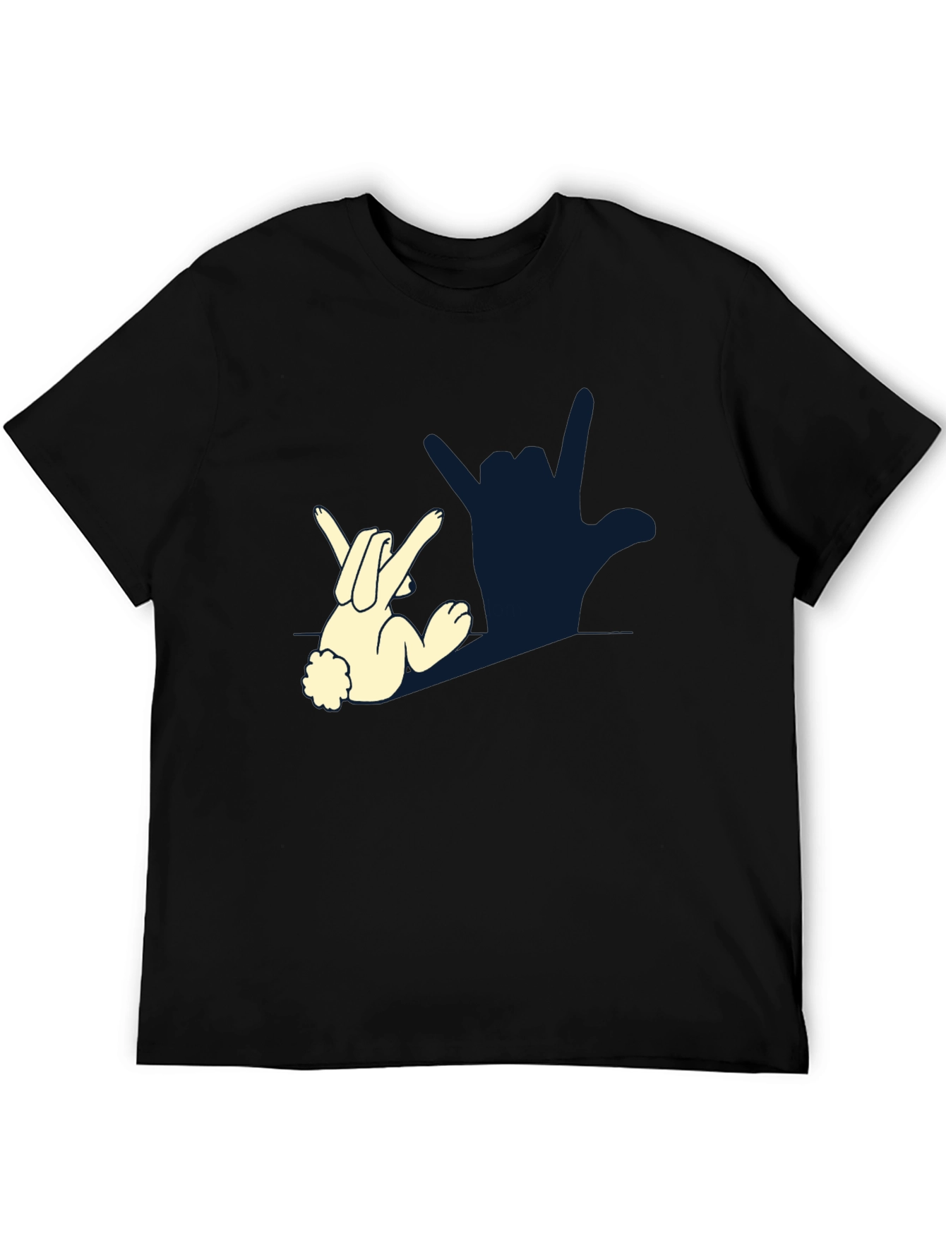Funny Bunny I Love You Hand Sign Black T-Shirt