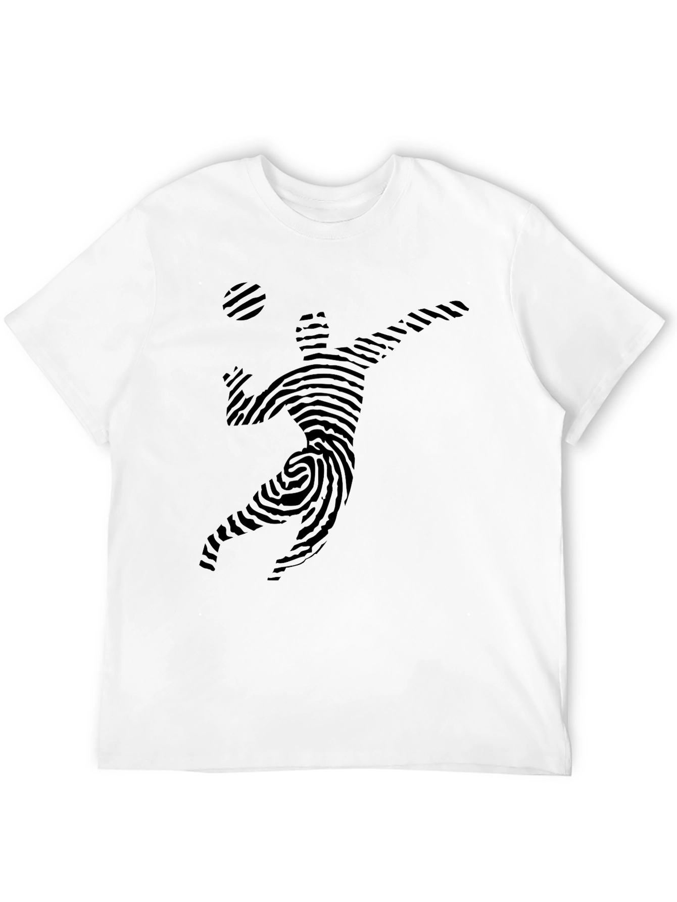 Volleyball Fingerprint Design Black T-Shirt