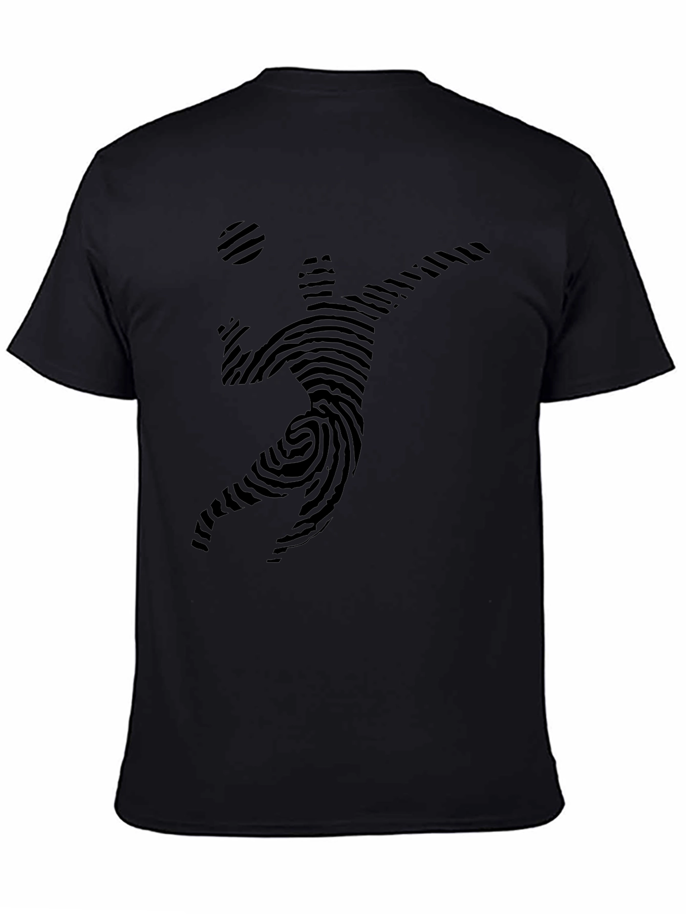 Volleyball Fingerprint Design Black T-Shirt