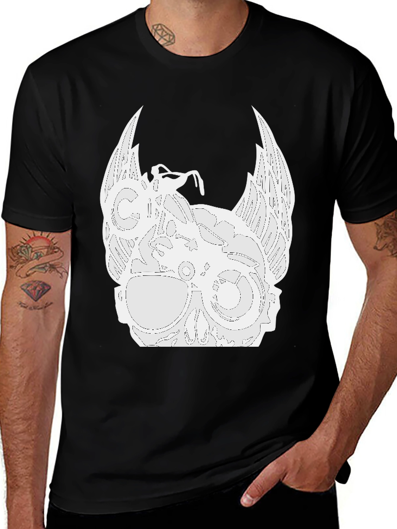 Biker Skull Wings Graphic Tee