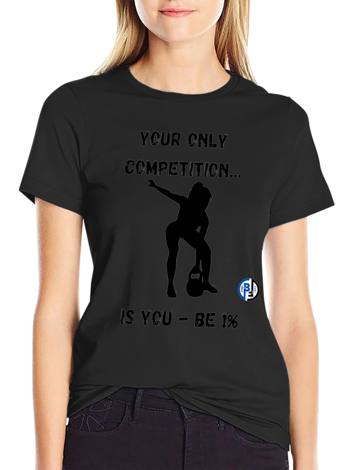 Motivational Black T-Shirt - Be 1% Competition