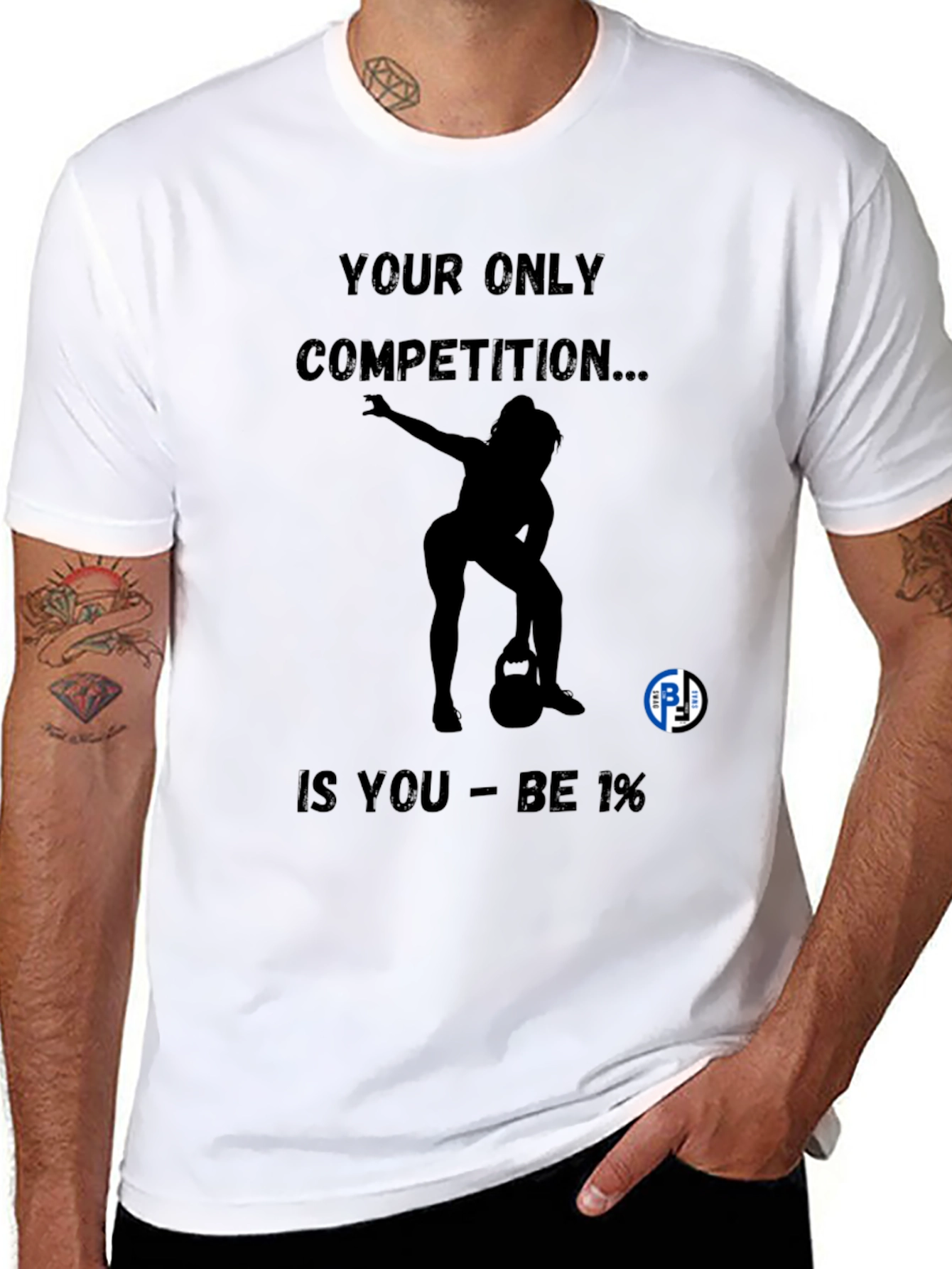 Motivational Black T-Shirt - Be 1% Competition
