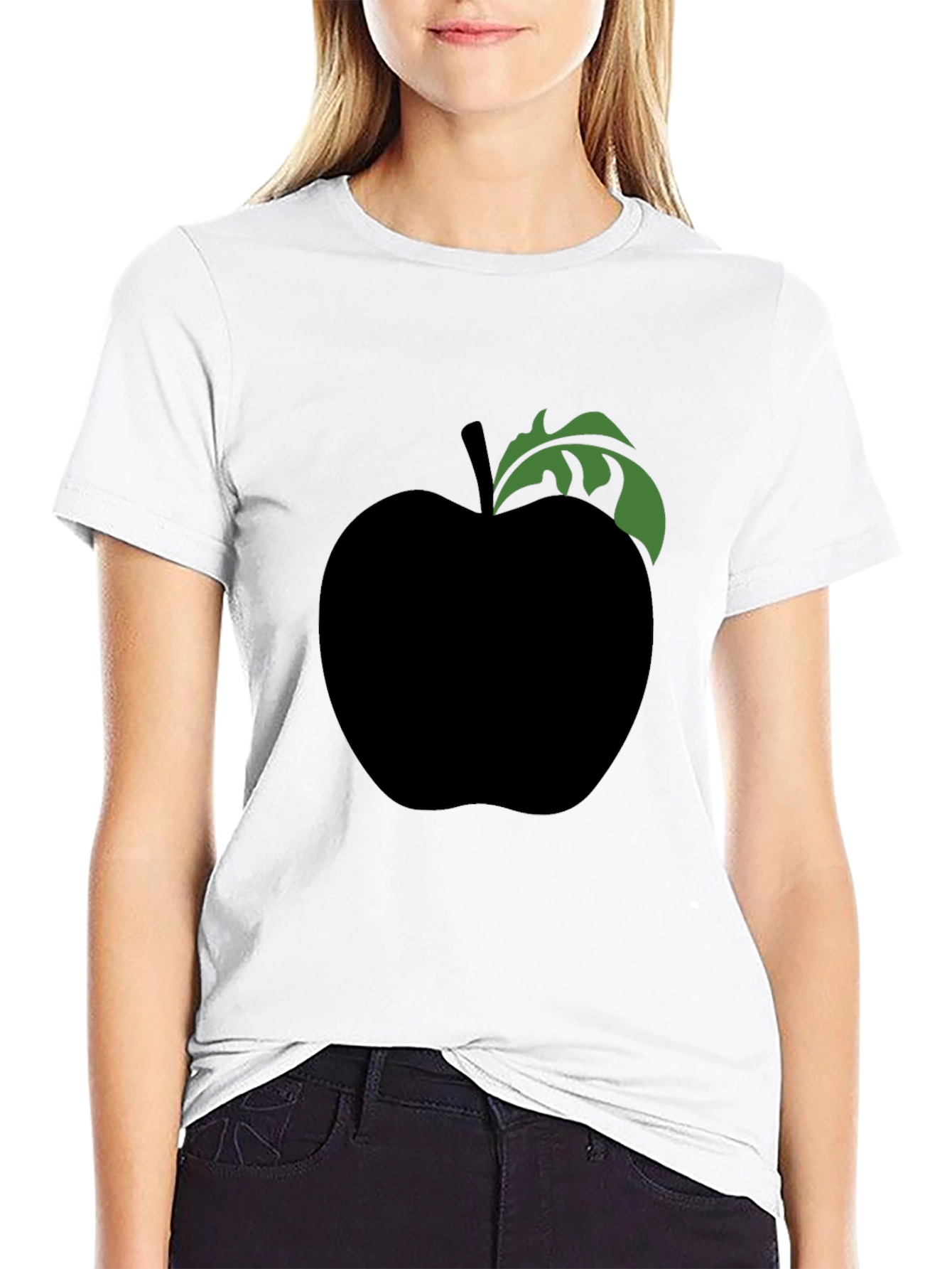 Black Apple Graphic Tee - Modern Casual Shirt