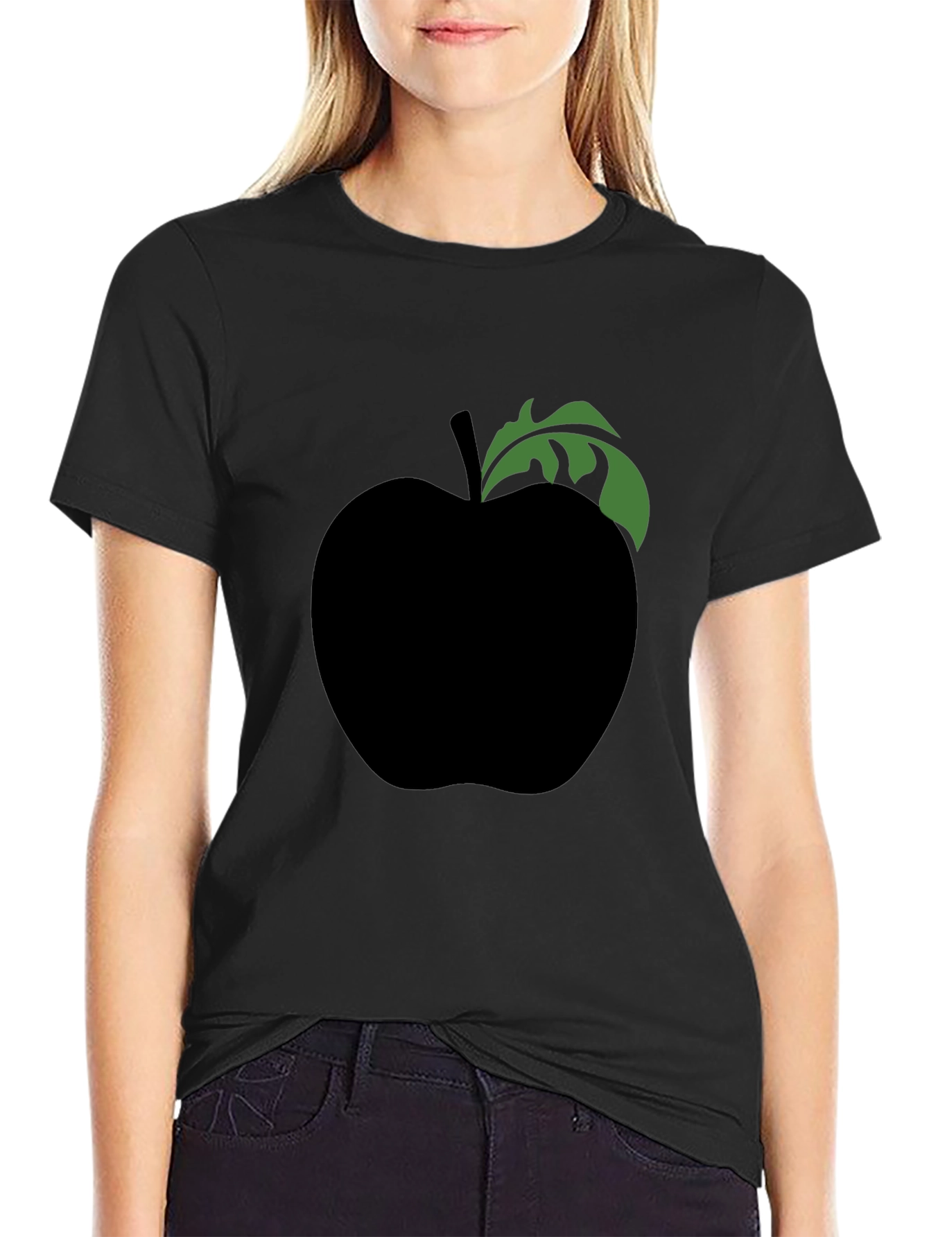 Black Apple Graphic Tee - Modern Casual Shirt