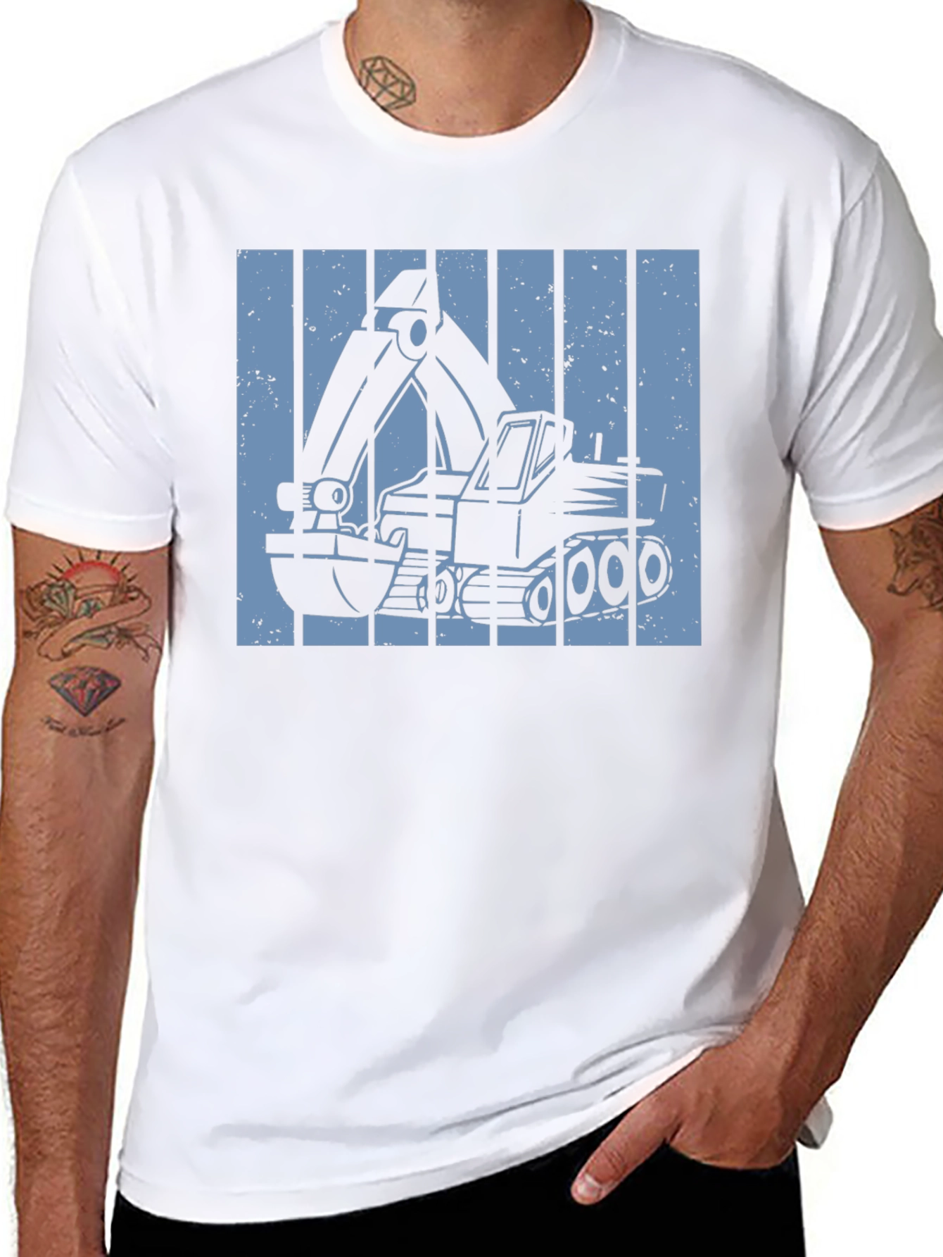 Excavator Graphic Tee - Construction Vehicle Design