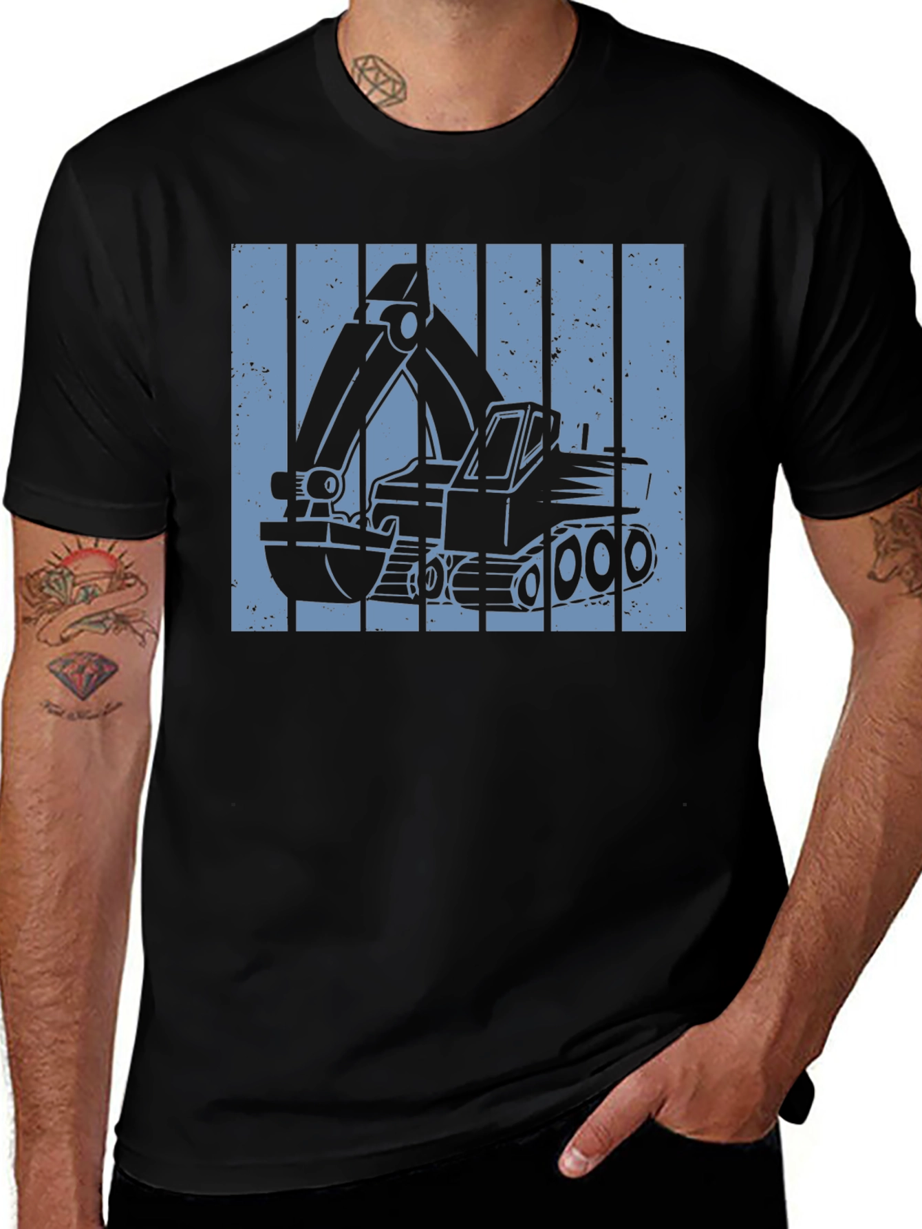 Excavator Graphic Tee - Construction Vehicle Design
