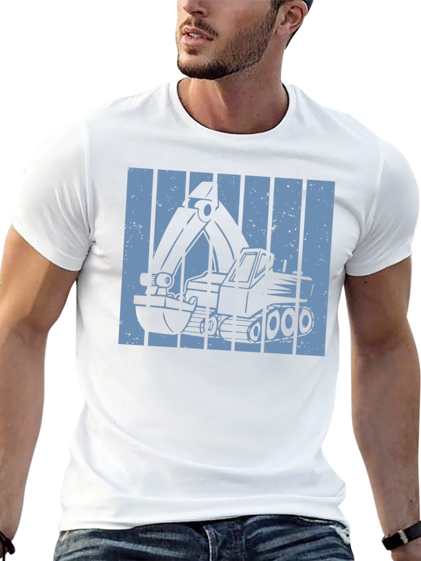 Excavator Graphic Tee - Construction Vehicle Design