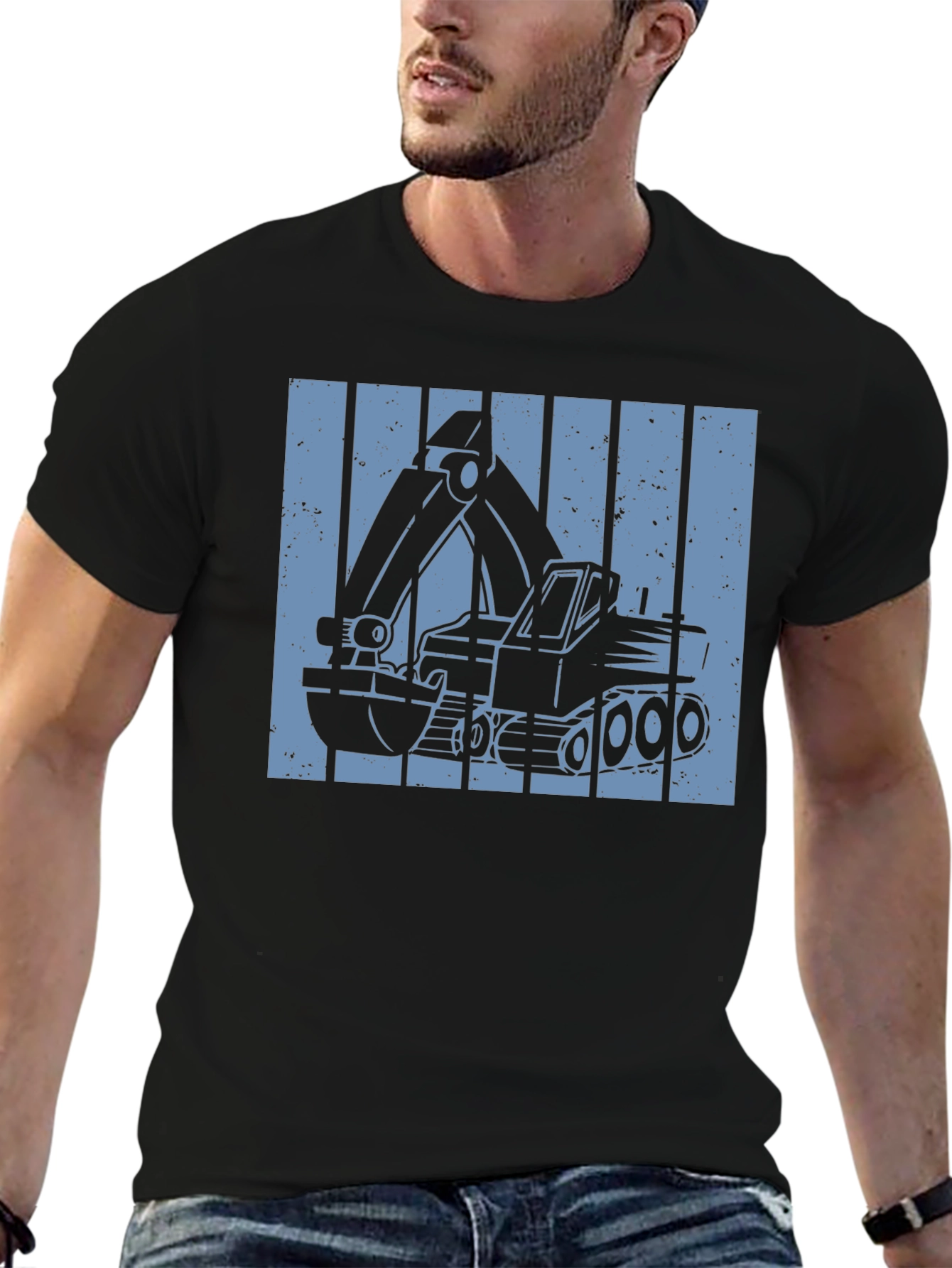 Excavator Graphic Tee - Construction Vehicle Design