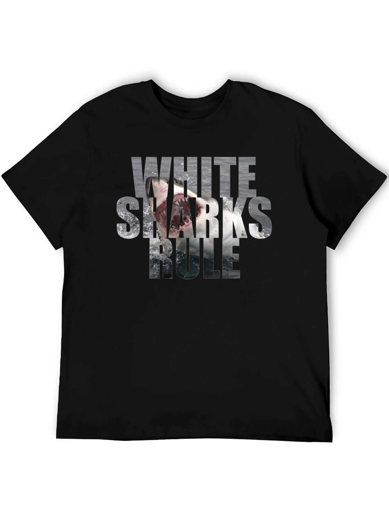 White Sharks Rule T-Shirt - Black Graphic Tee
