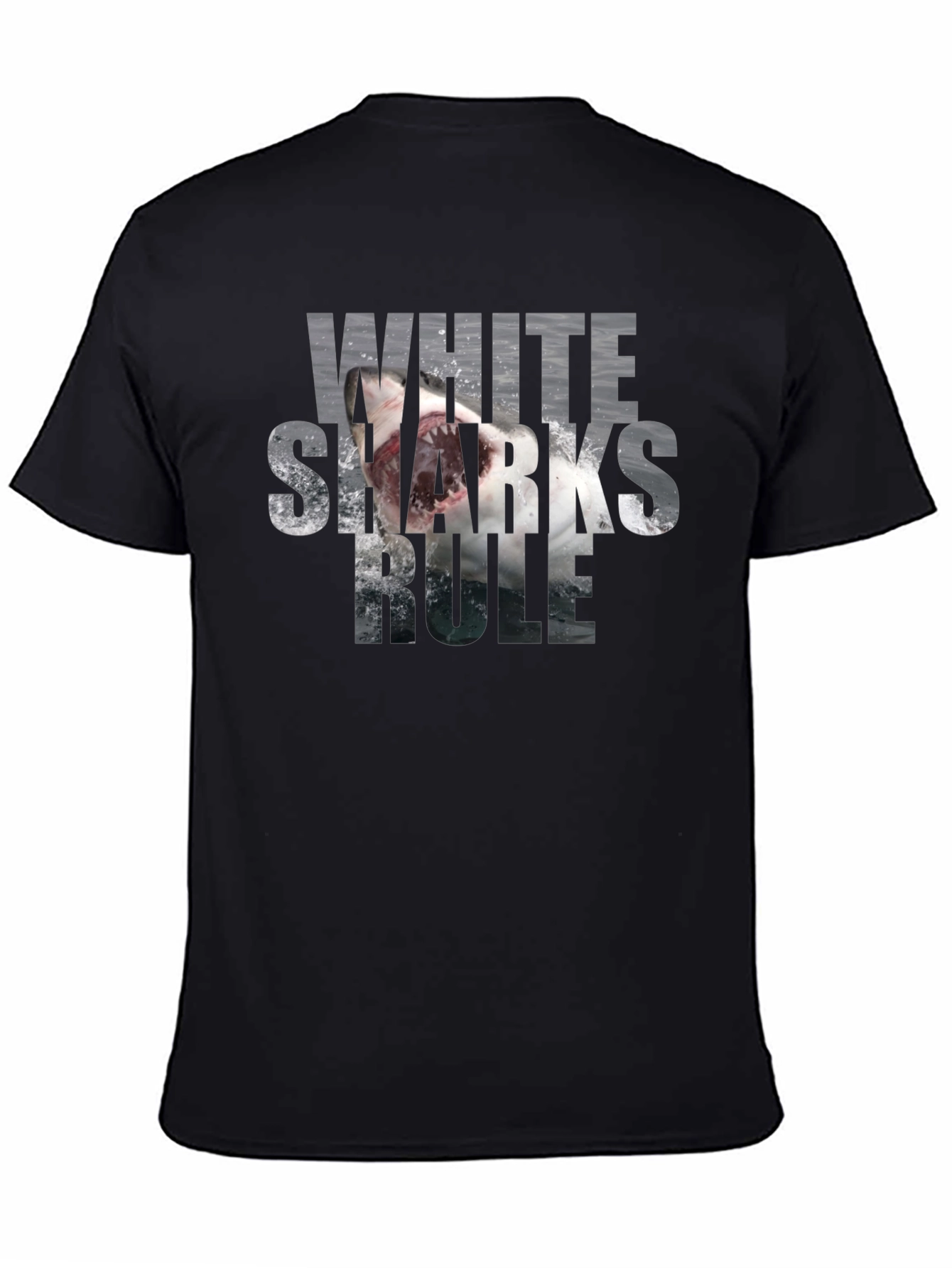 White Sharks Rule T-Shirt - Black Graphic Tee