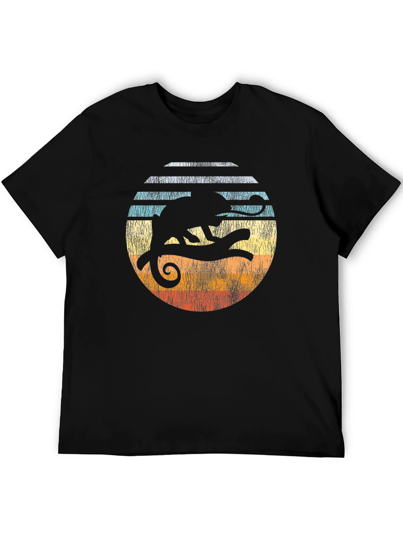 Retro Chameleon Sunset Graphic T-Shirt