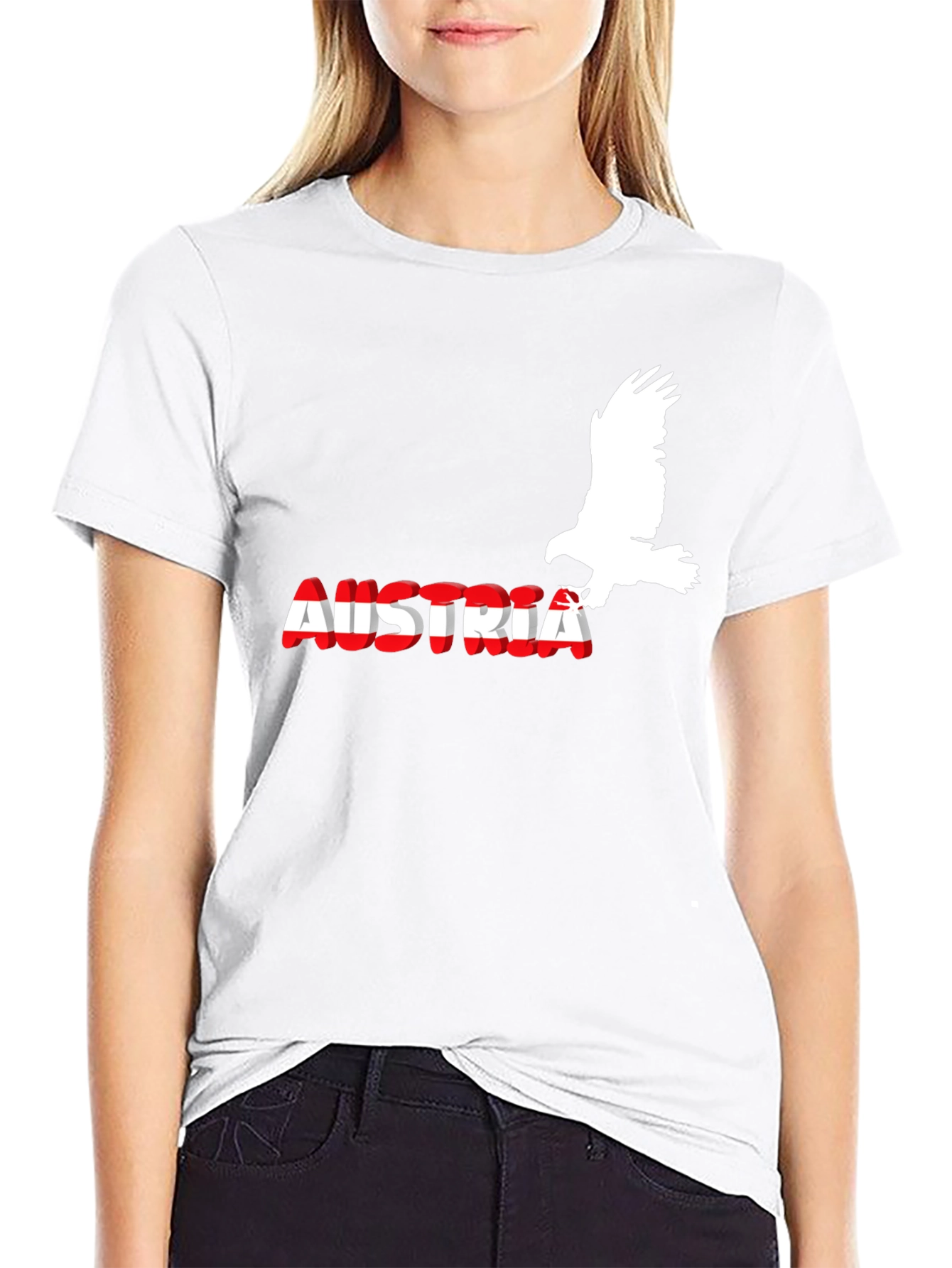 Austria Eagle Flag Graphic Black T-Shirt
