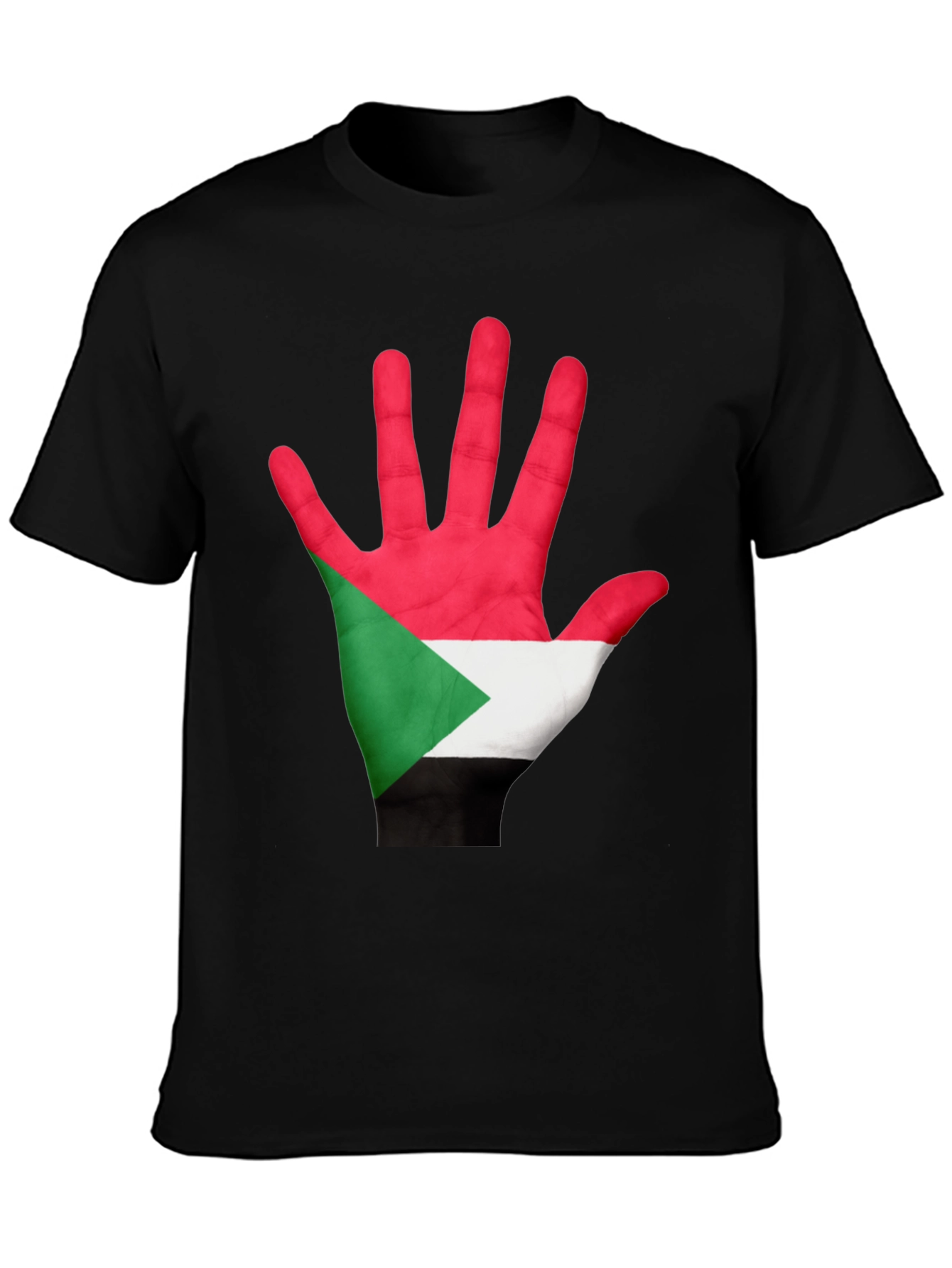 Sudan Flag Hand T-Shirt - Black