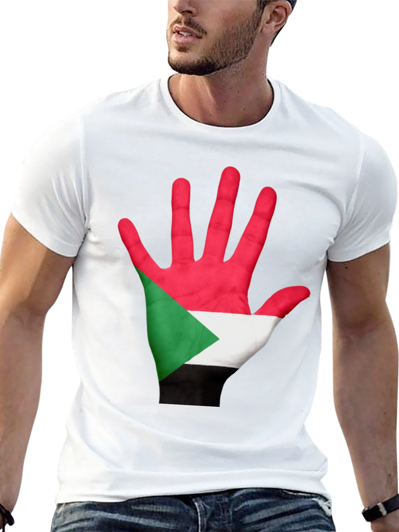 Sudan Flag Hand T-Shirt - Black