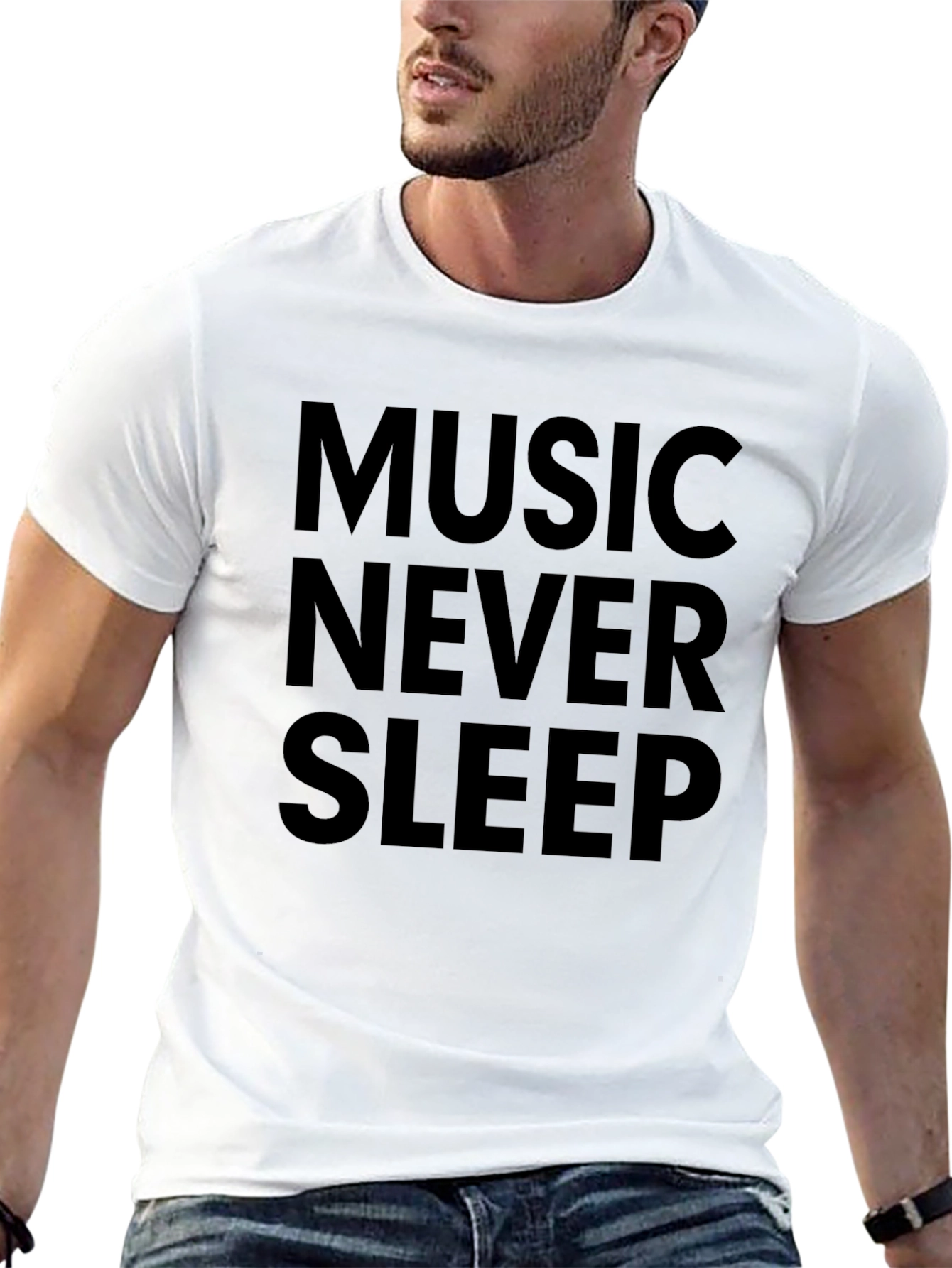 Music Never Sleep Black Graphic Tee