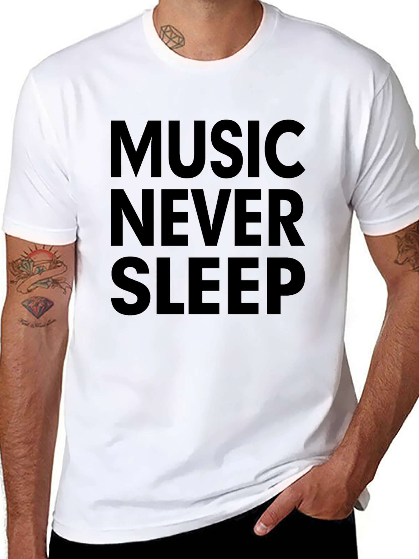Music Never Sleep Black Graphic Tee