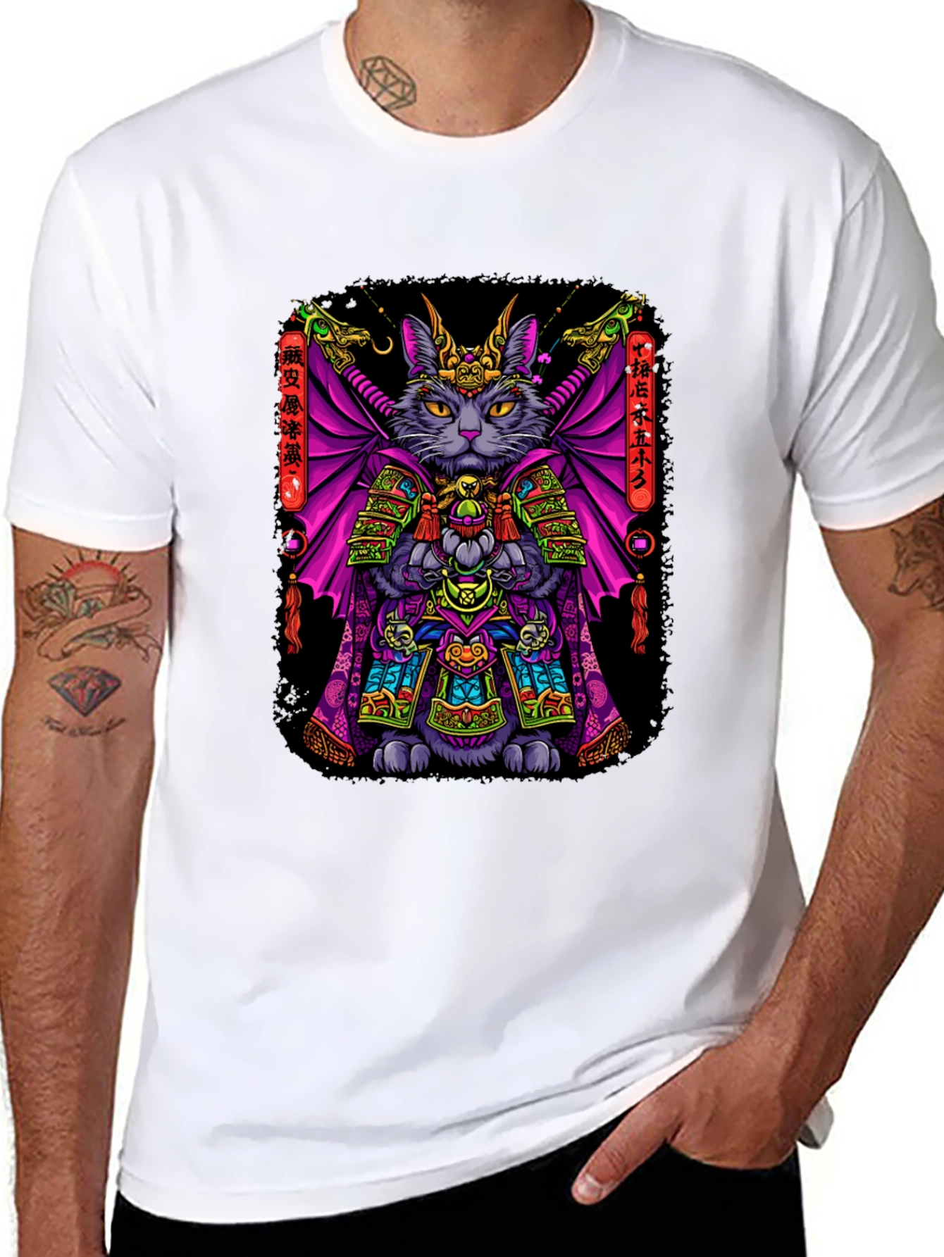 Samurai Cat T-Shirt: Warrior Feline Design