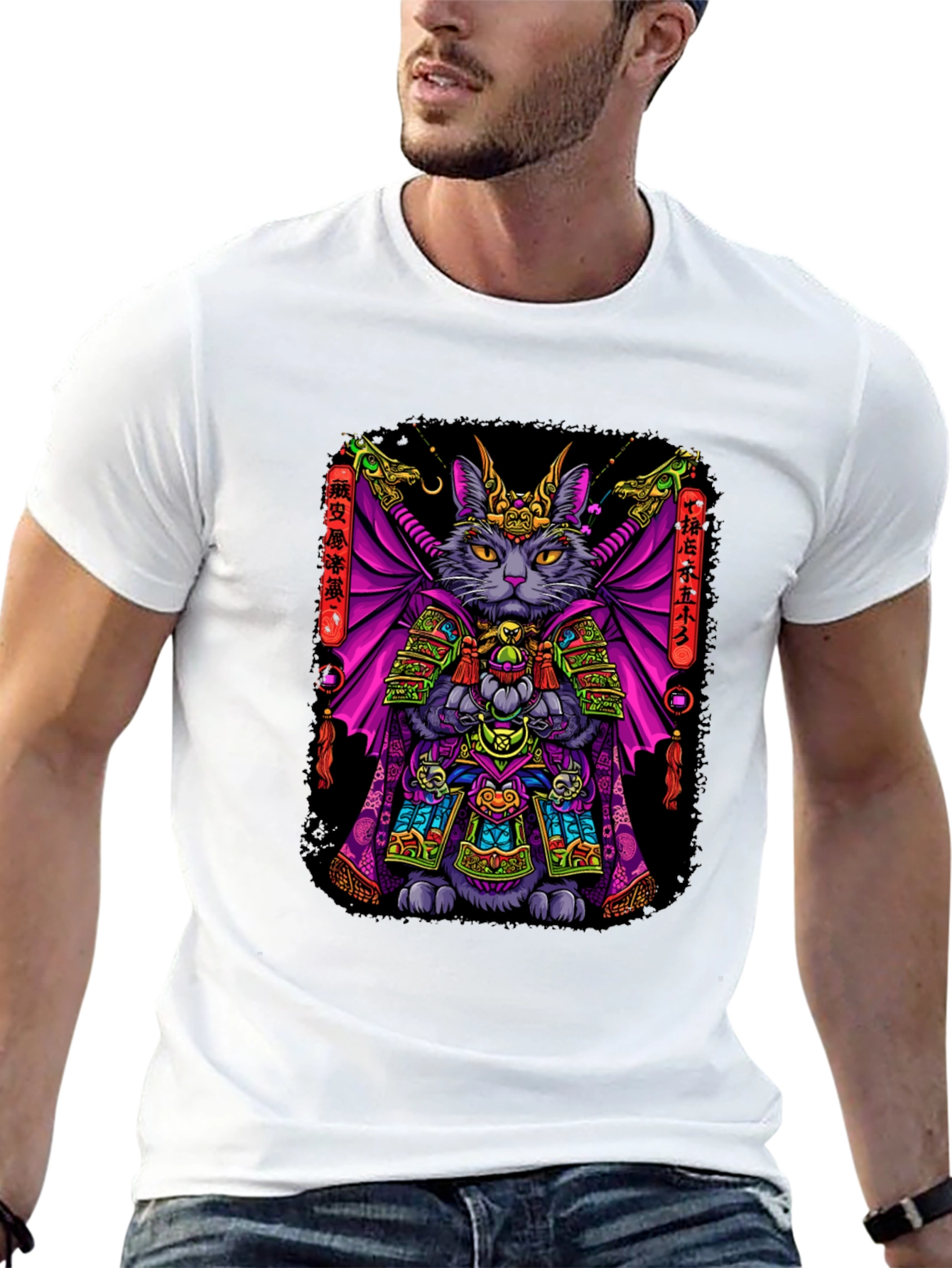 Samurai Cat T-Shirt: Warrior Feline Design