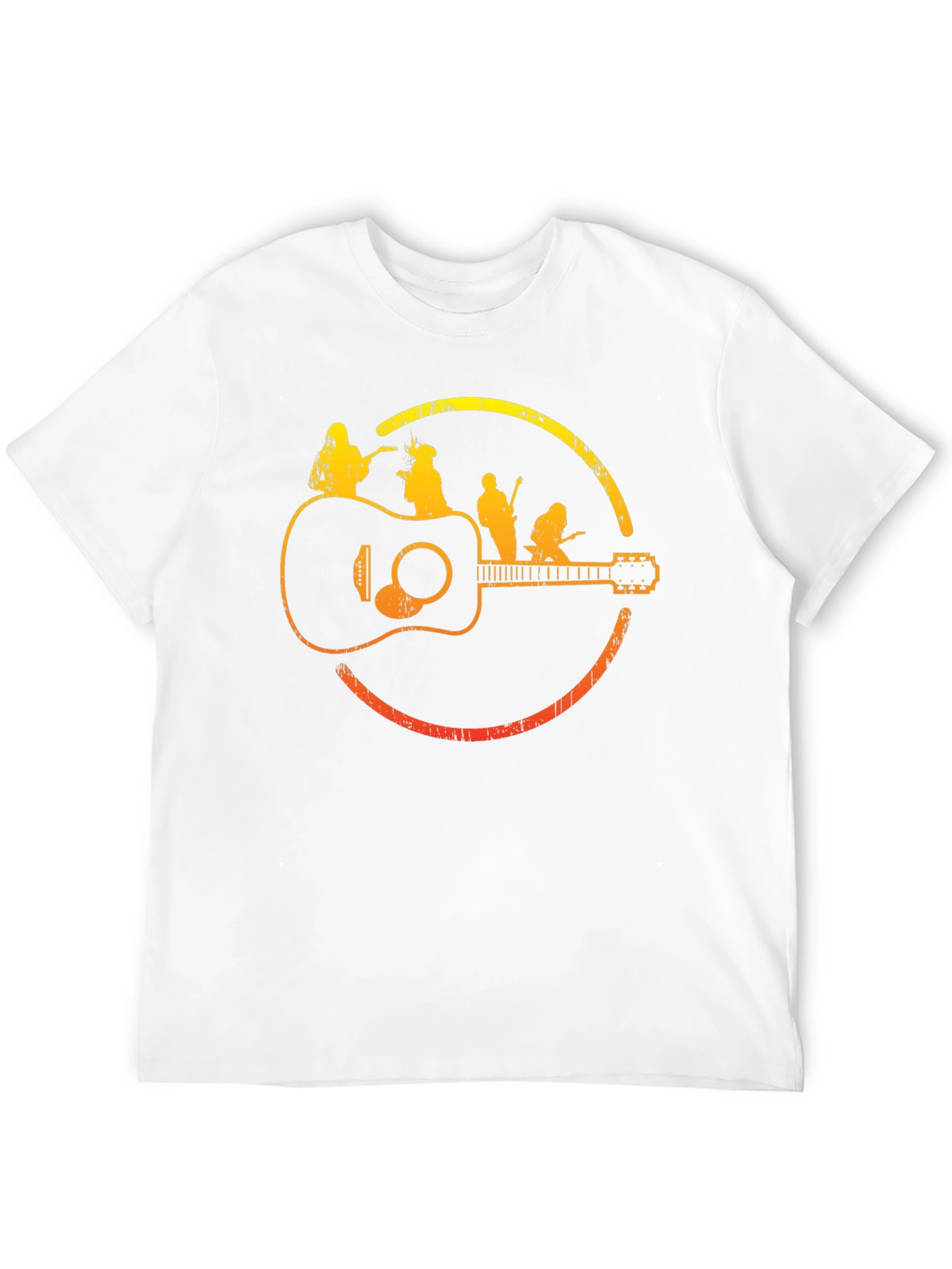 Band on Guitar Graphic Tee - Music Lover Shirt