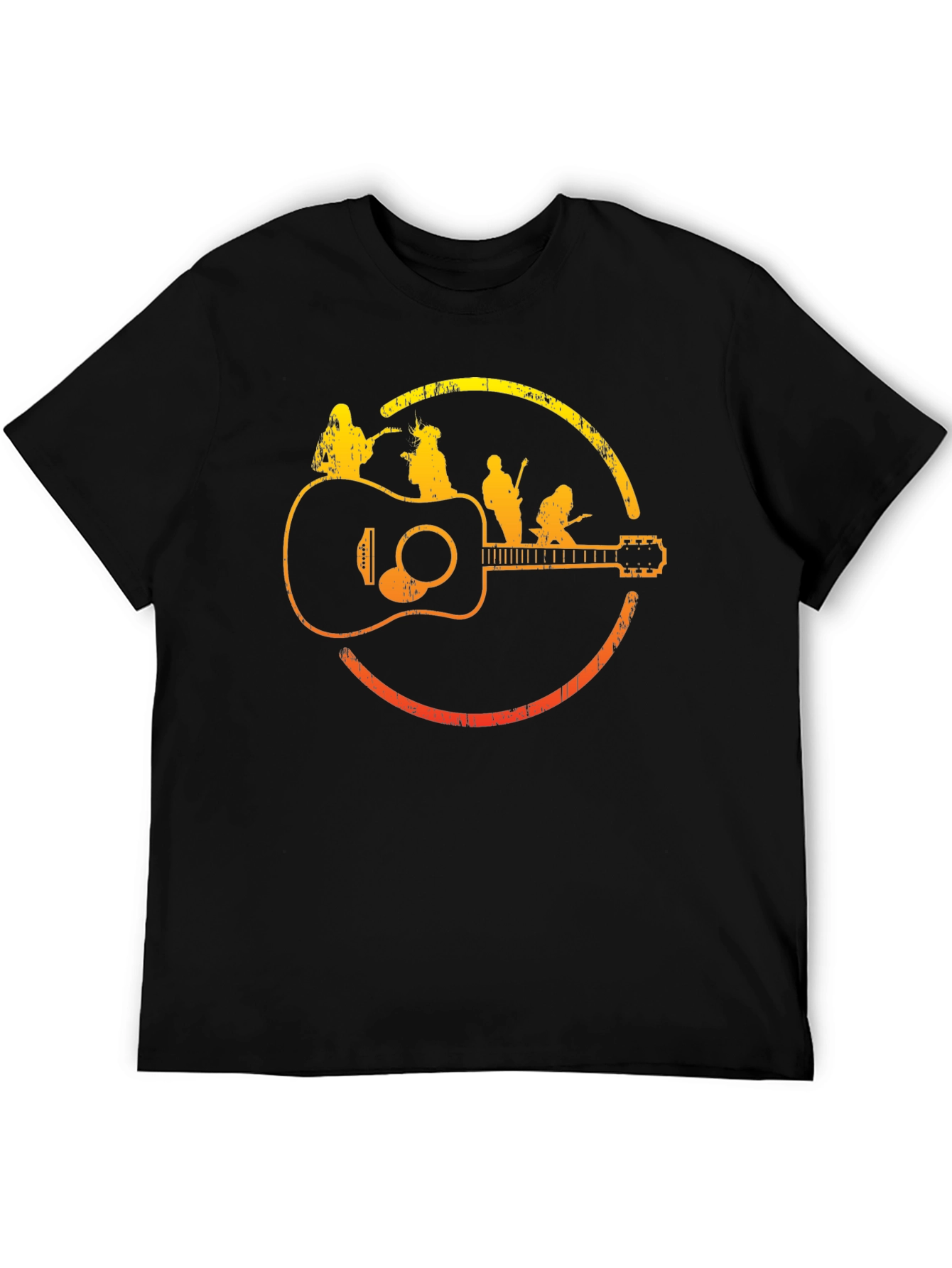Band on Guitar Graphic Tee - Music Lover Shirt