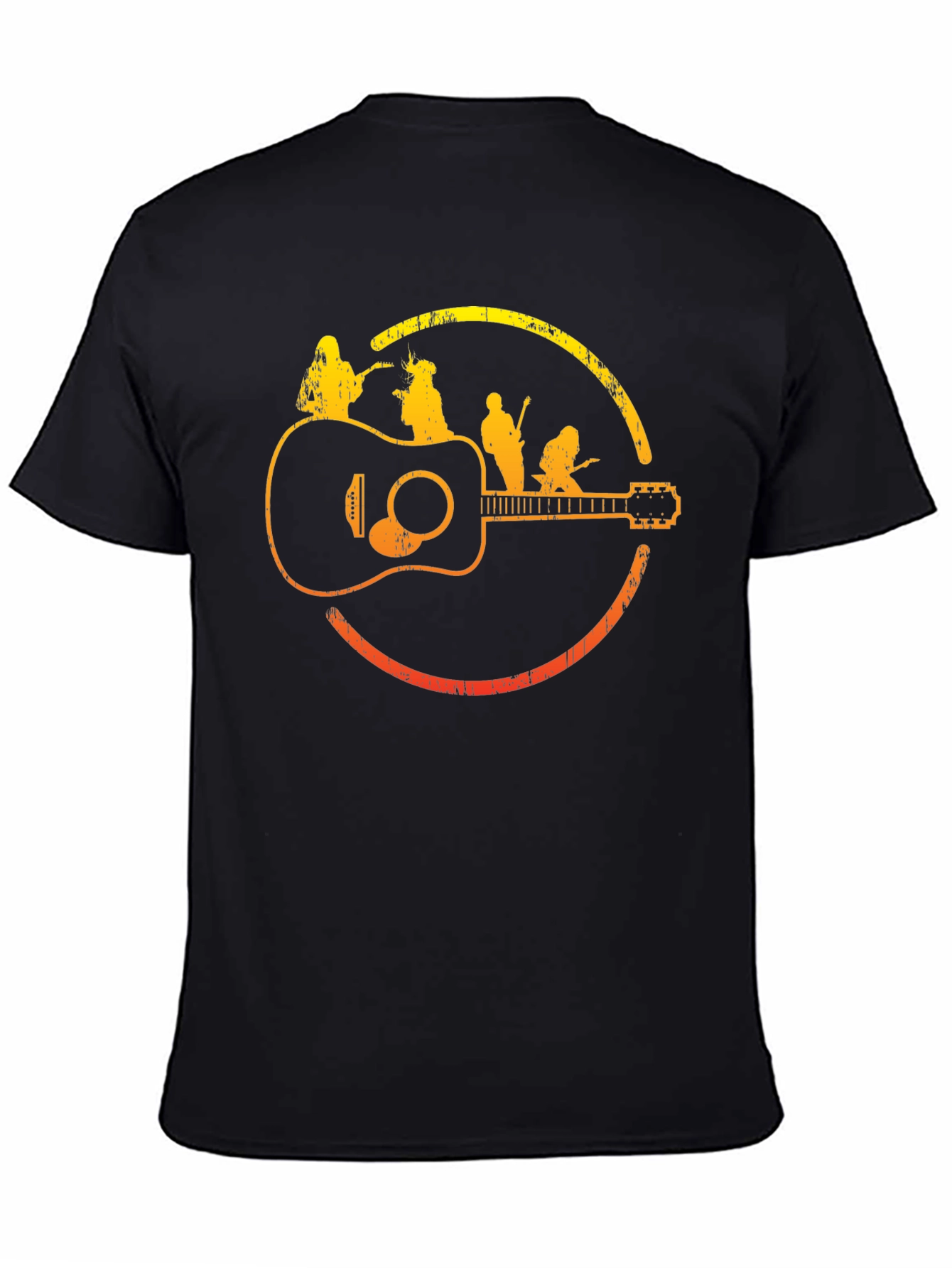 Band on Guitar Graphic Tee - Music Lover Shirt