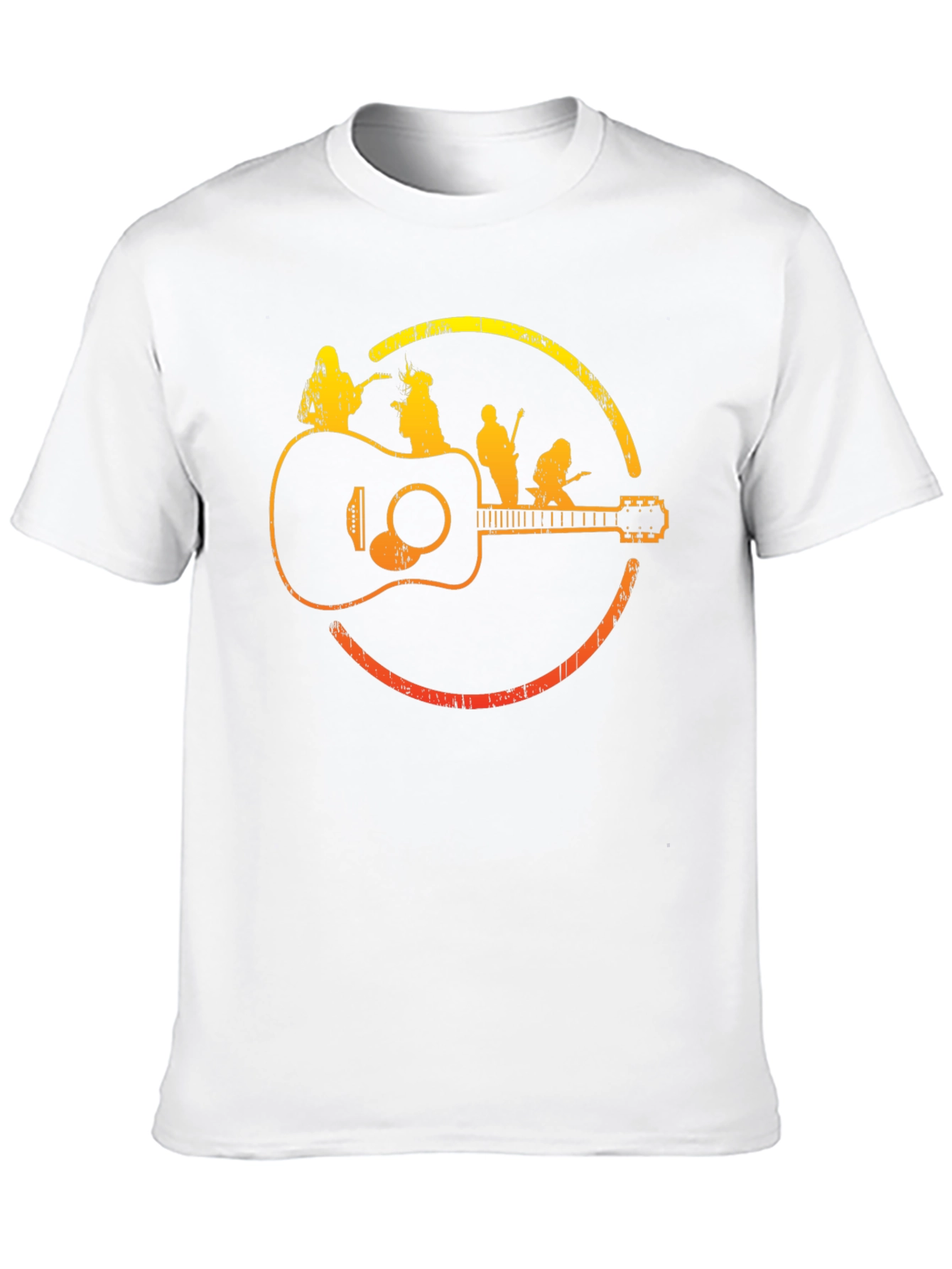 Band on Guitar Graphic Tee - Music Lover Shirt