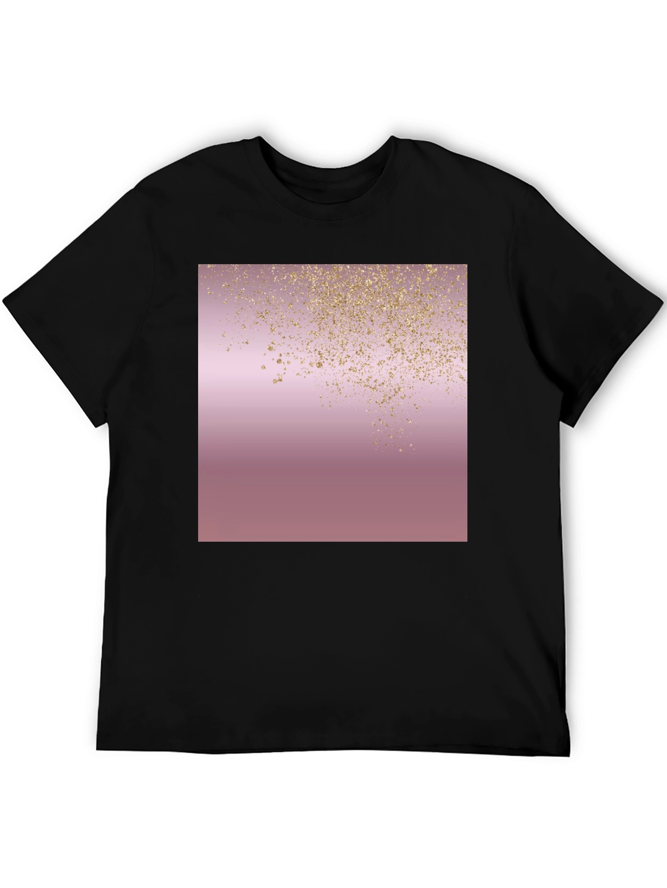 Stylish Black T-Shirt with Rose Gold Glitter Design