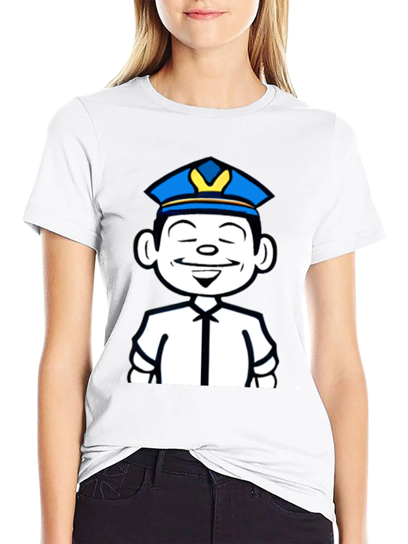 Cartoon Cop T-Shirt - Black Graphic Tee