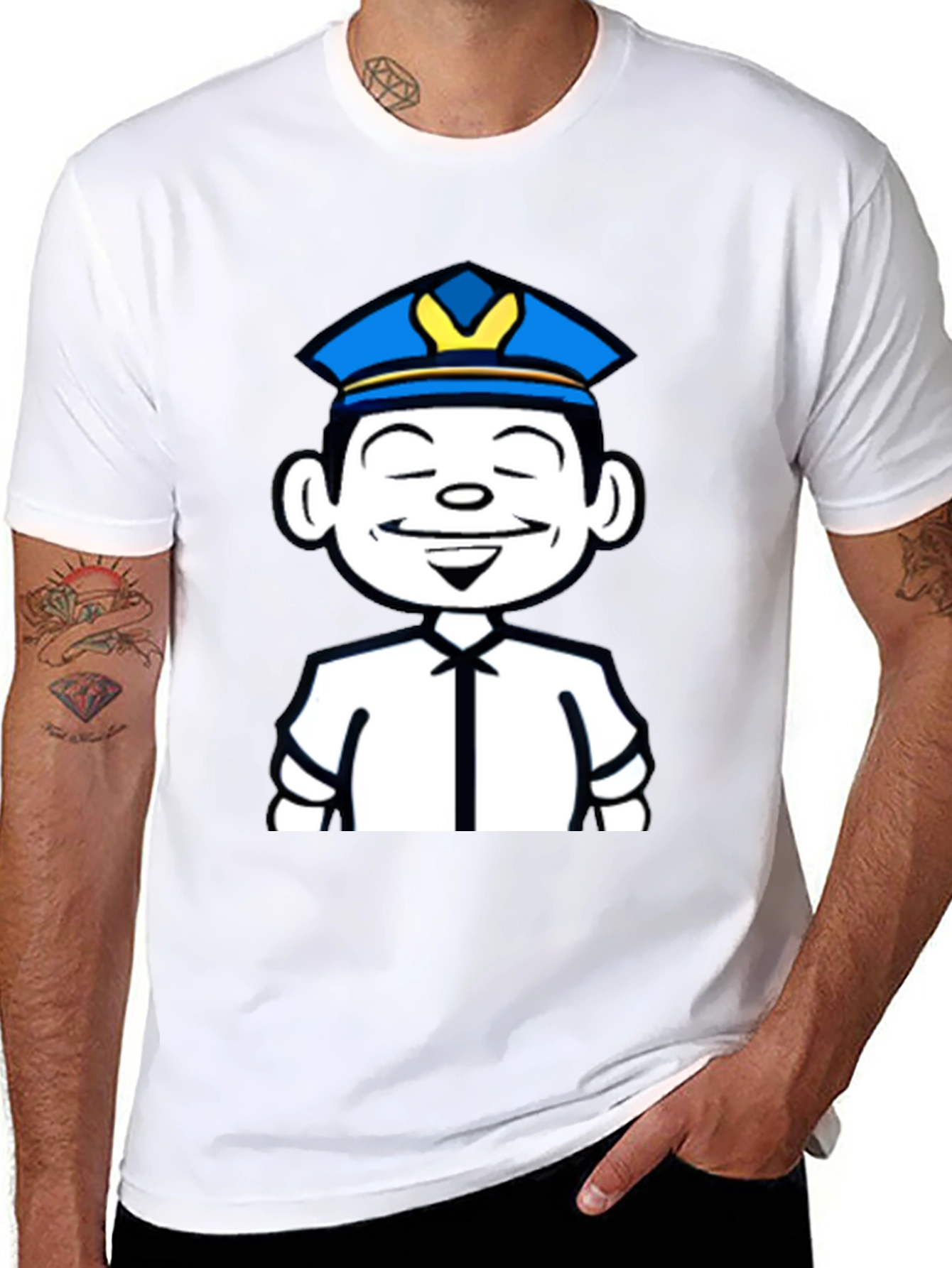Cartoon Cop T-Shirt - Black Graphic Tee
