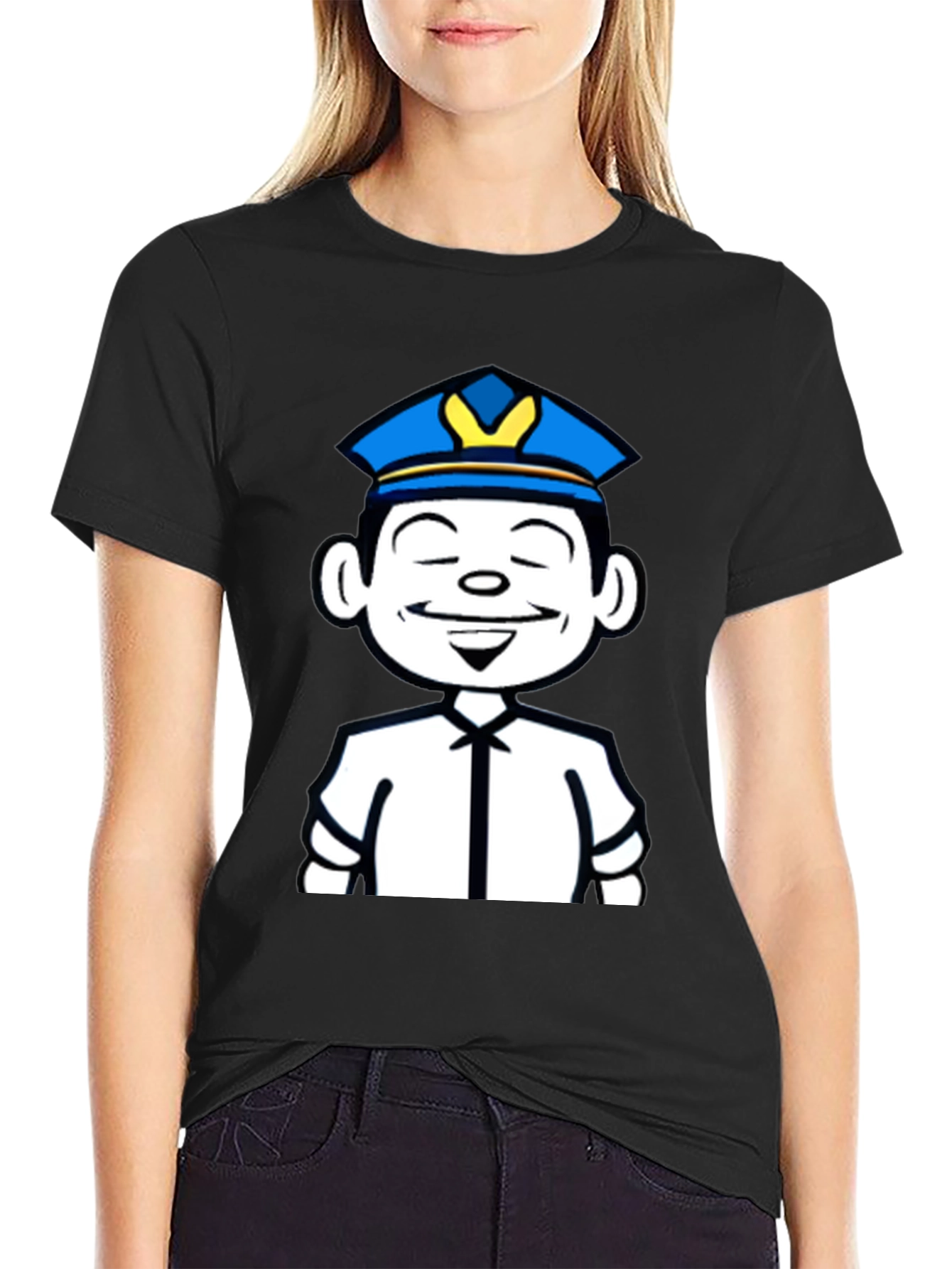 Cartoon Cop T-Shirt - Black Graphic Tee