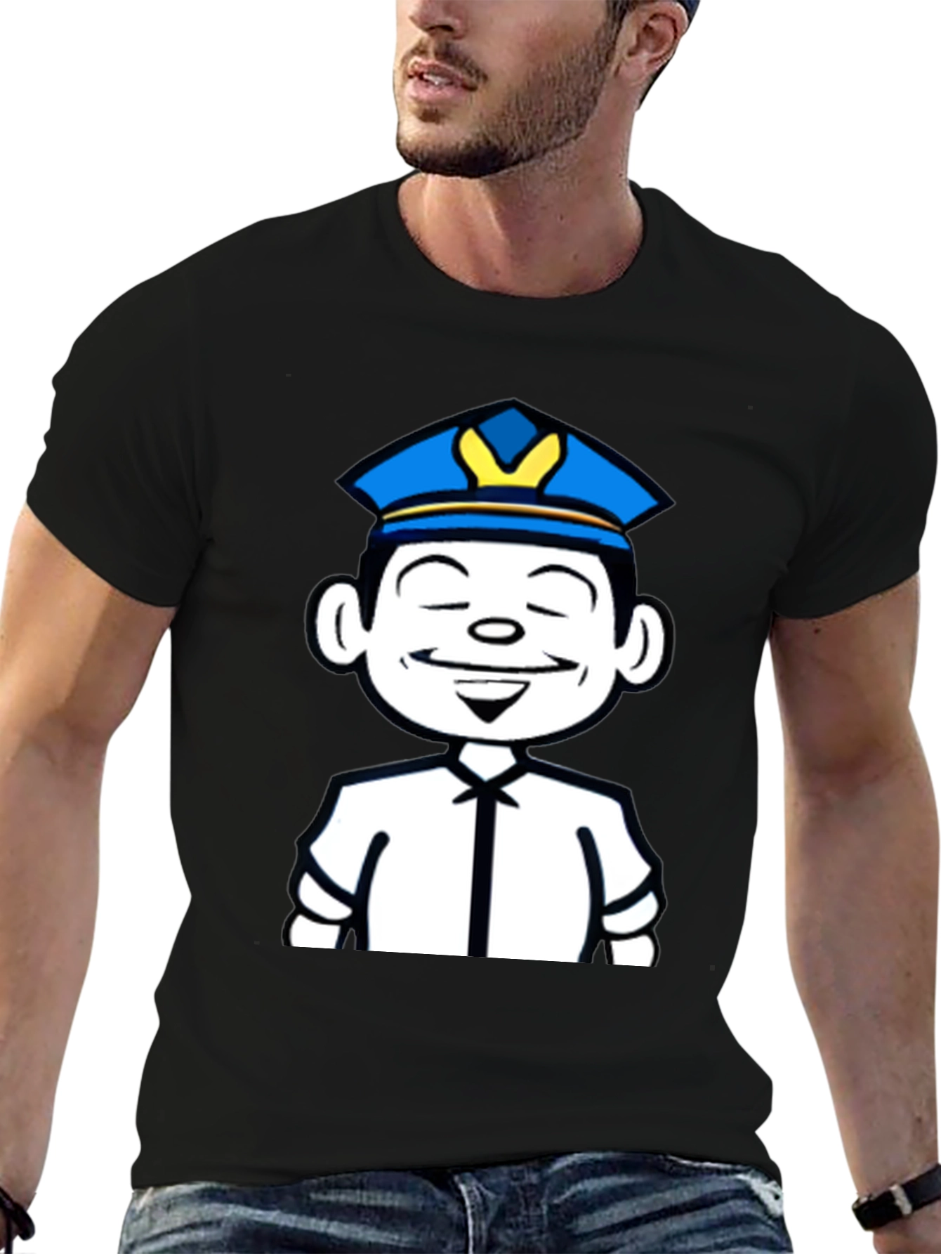Cartoon Cop T-Shirt - Black Graphic Tee