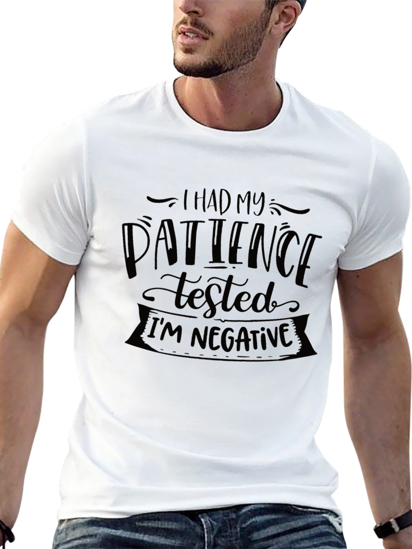 Humorous Patience Tested Graphic Tee - Black