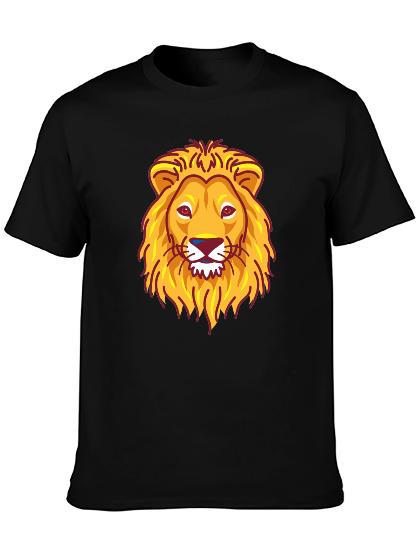Lion Head Graphic Print Black T-Shirt