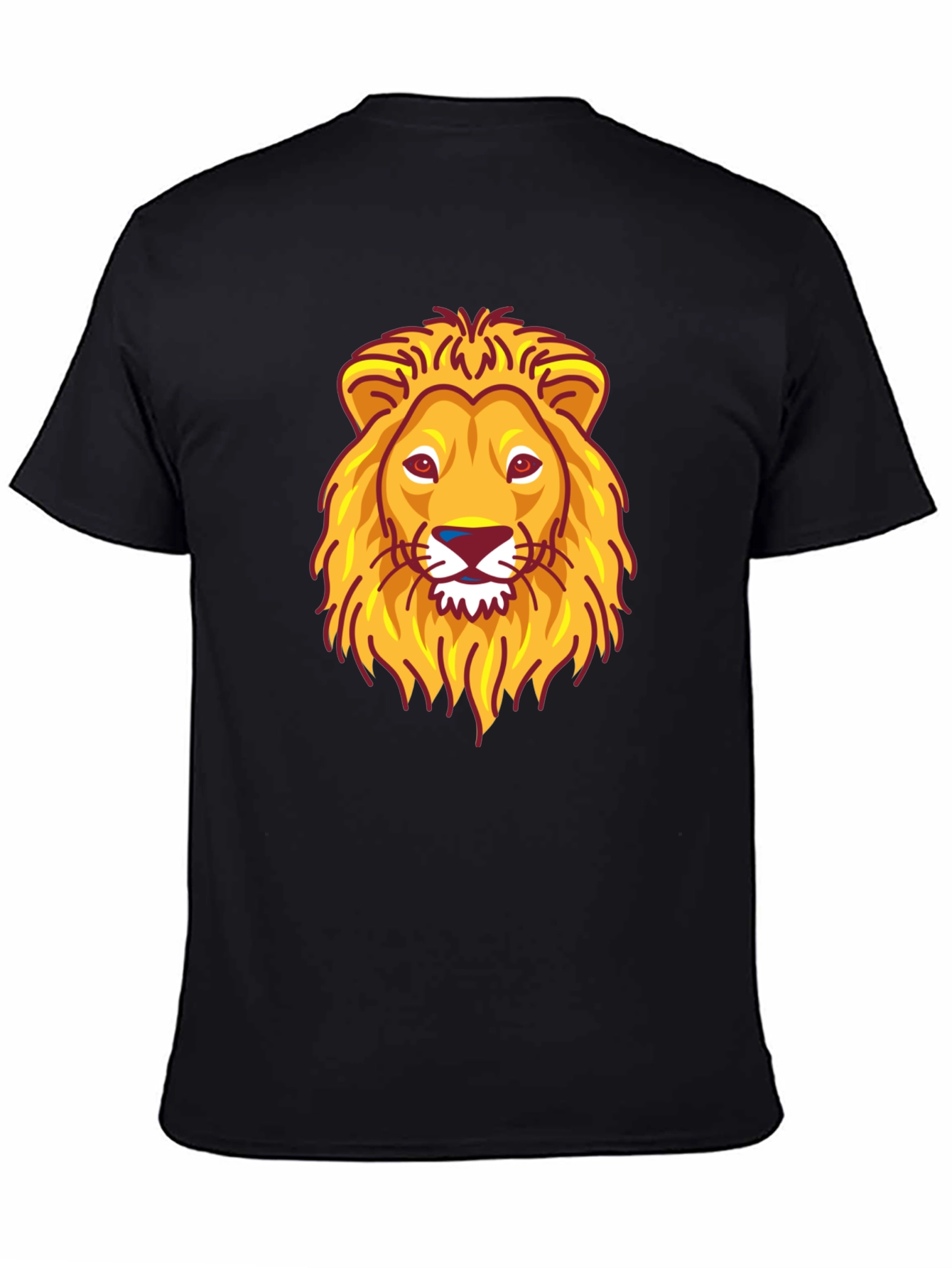 Lion Head Graphic Print Black T-Shirt