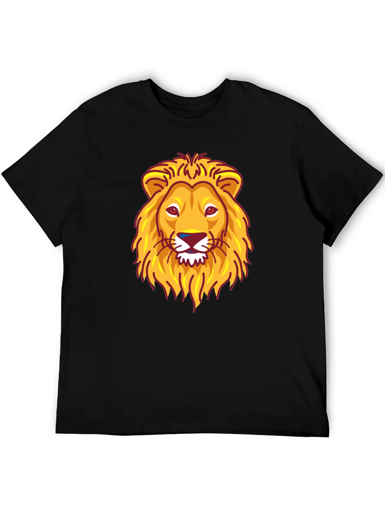 Lion Head Graphic Print Black T-Shirt