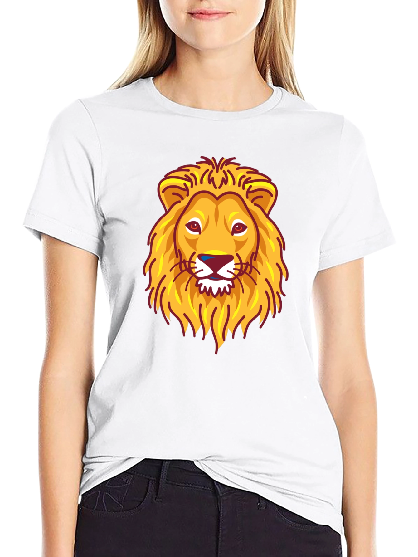 Lion Head Graphic Print Black T-Shirt