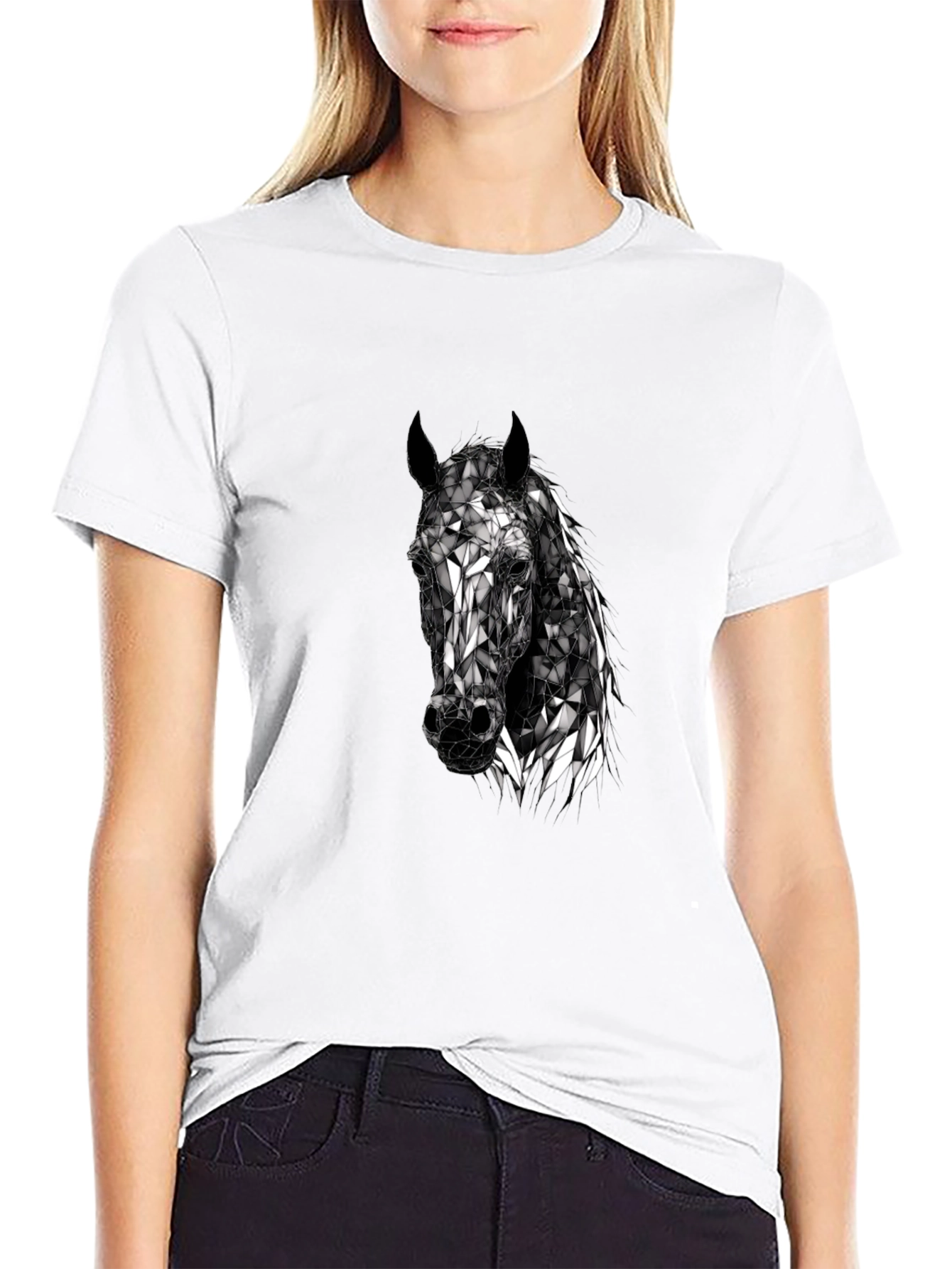 Geometric Horse Head T-Shirt - Black