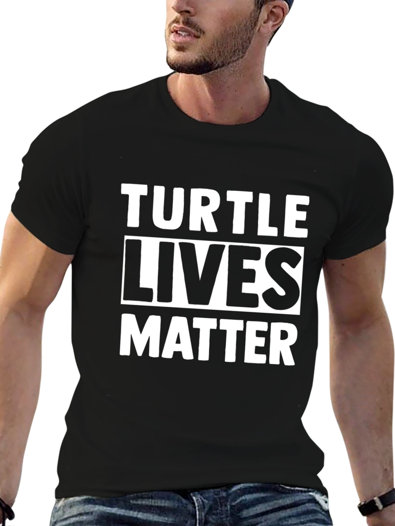 Turtle Lives Matter Graphic Tee - Black Cotton T-Shirt