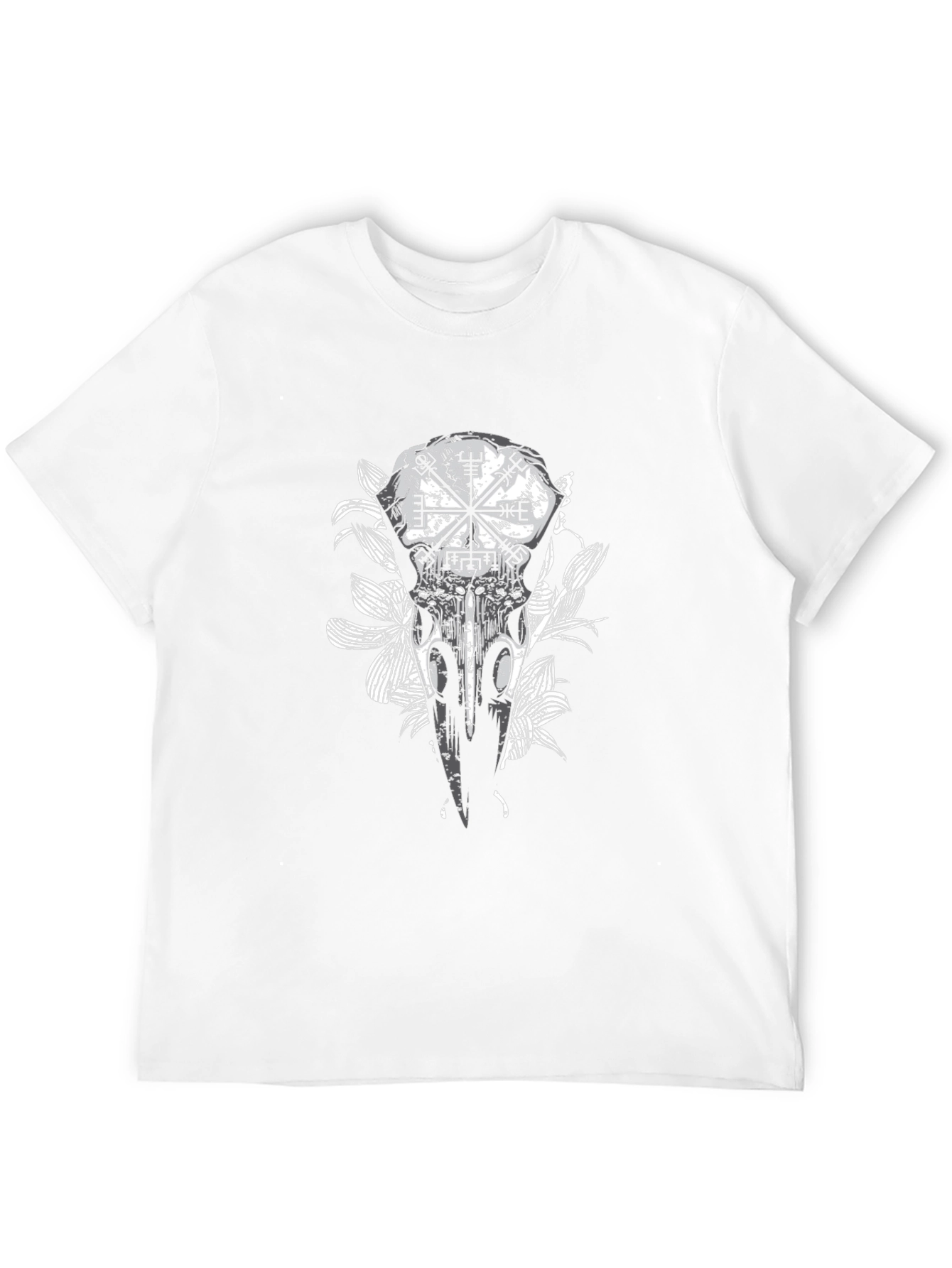 Raven Skull & Vegvisir Black Graphic Tee