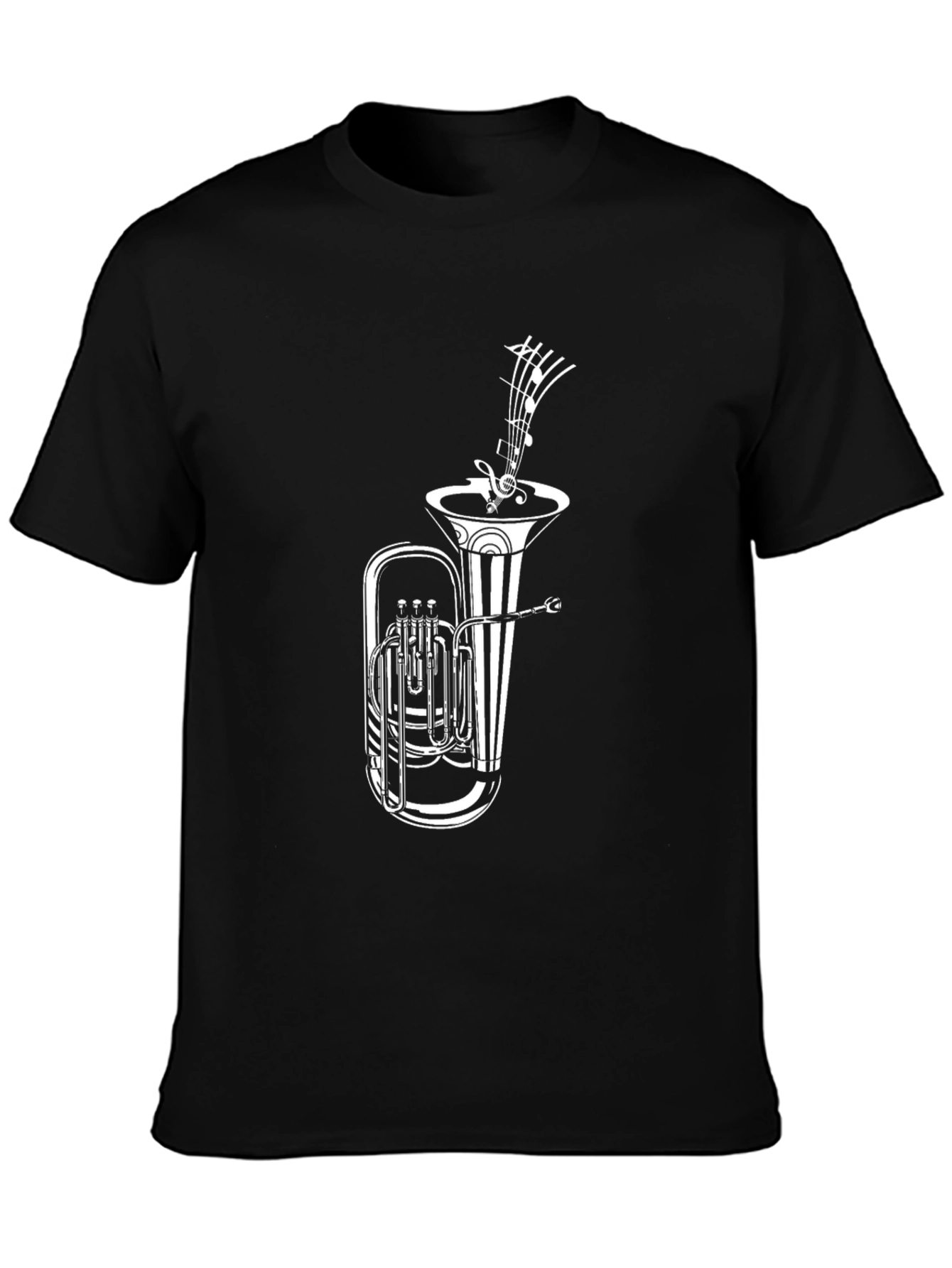 Musical Tuba Graphic Tee - Black Cotton