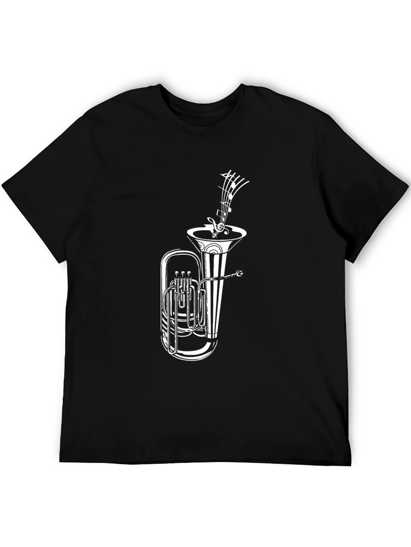 Musical Tuba Graphic Tee - Black Cotton